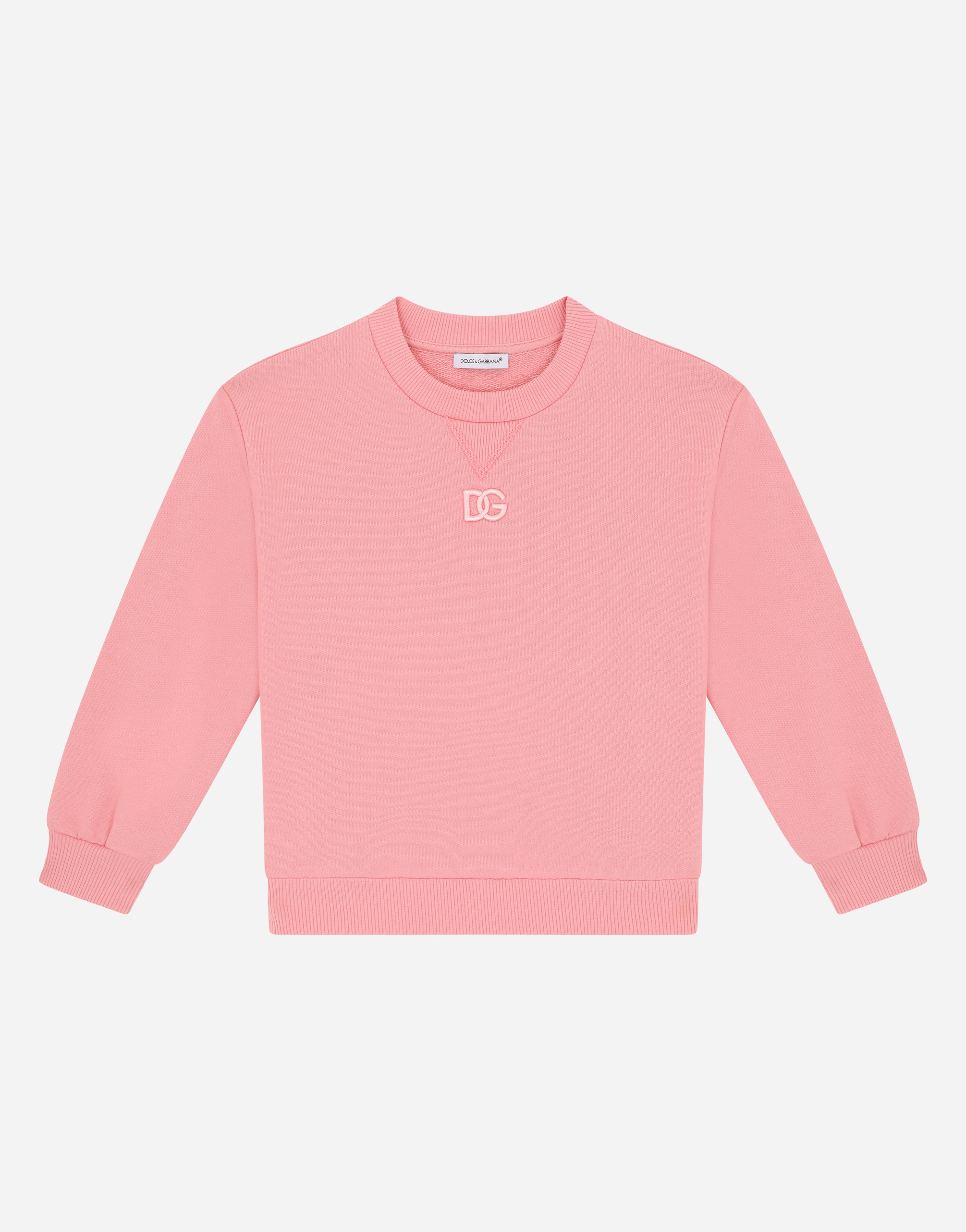 Jersey round-neck sweatshirt with DG logo print in Pink