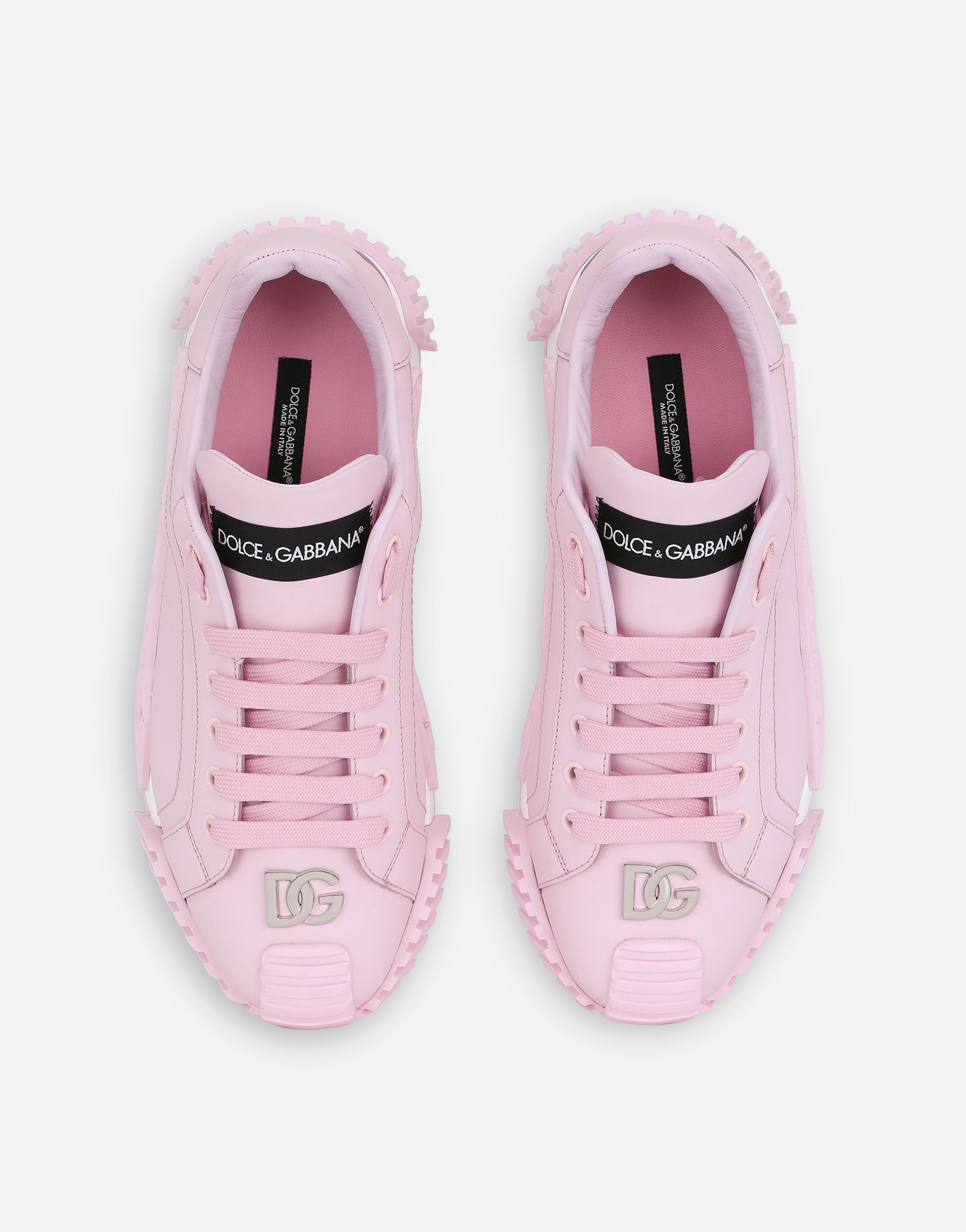 Calfskin NS1 sneakers with DG logo in Pink for Women | Dolce&Gabbana®
