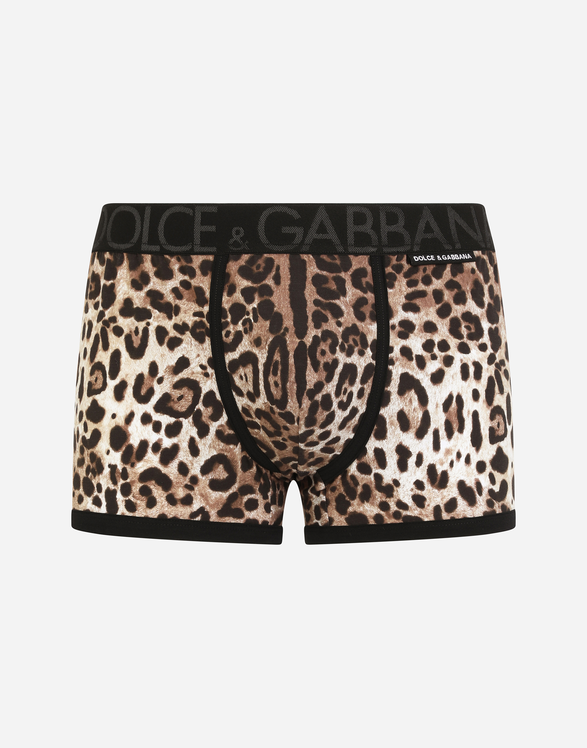 Leopard-print two-way stretch cotton boxers in Multicolor