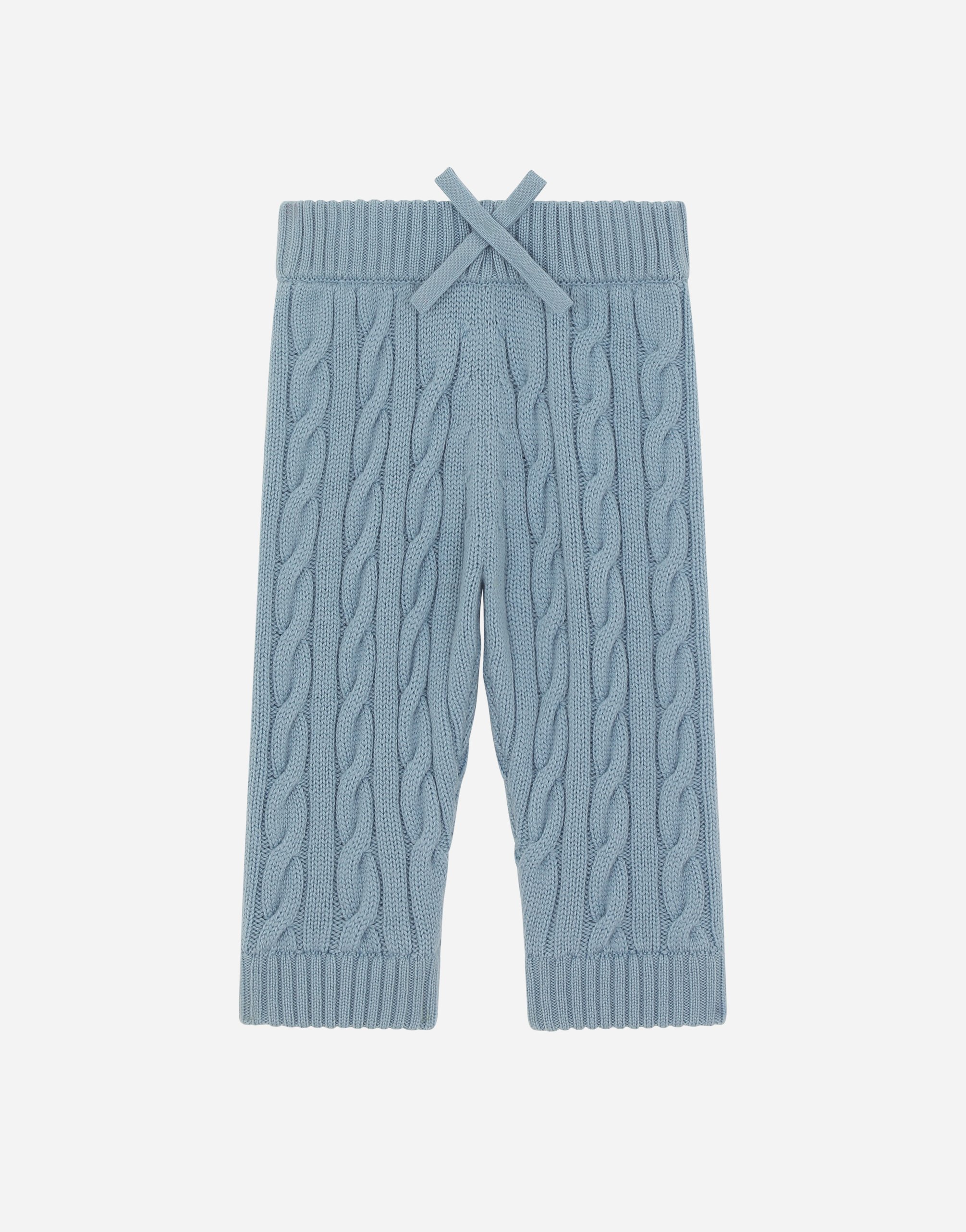 Cable-knit pants with DG logo patch in Azure