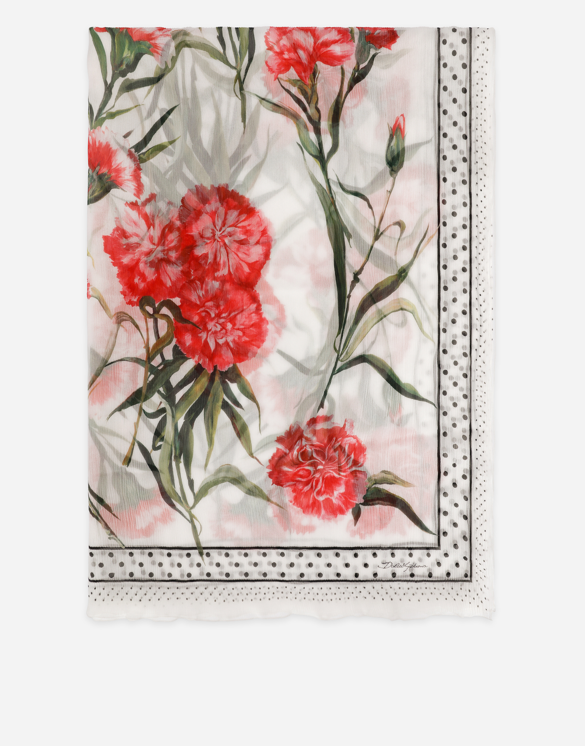 Poppy-print silk scarf (120 x 200) in Multicolor