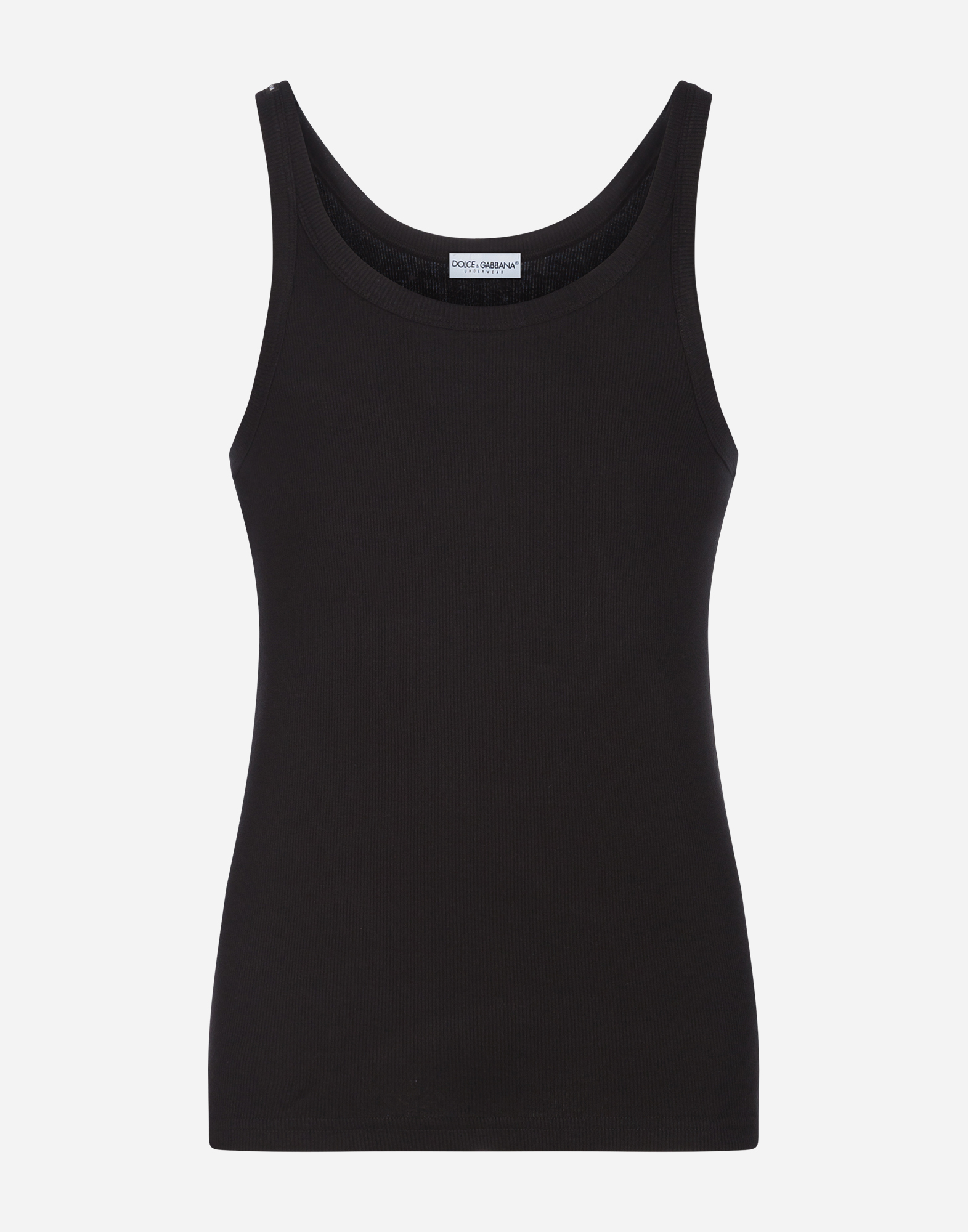 Tank top in ribbed cotton in Black