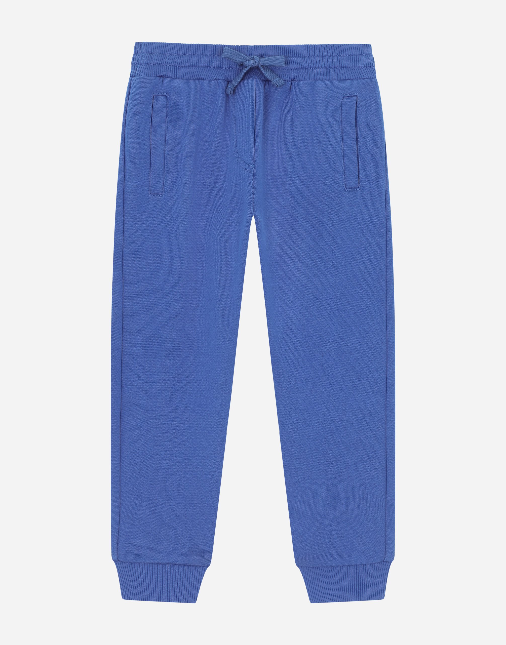 Jersey jogging pants with logo tag in Blue
