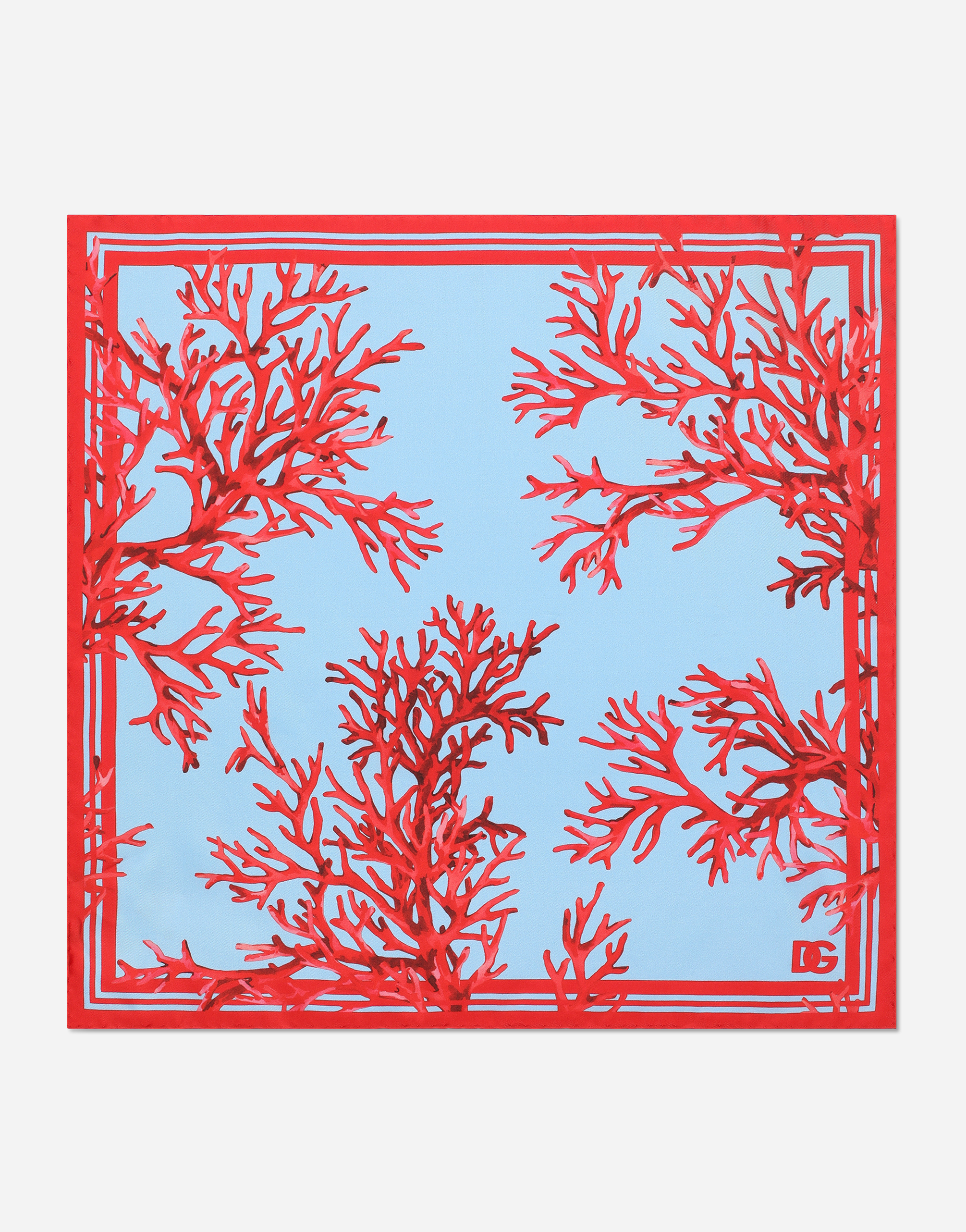 Coral-print silk bandanna in Multicolor
