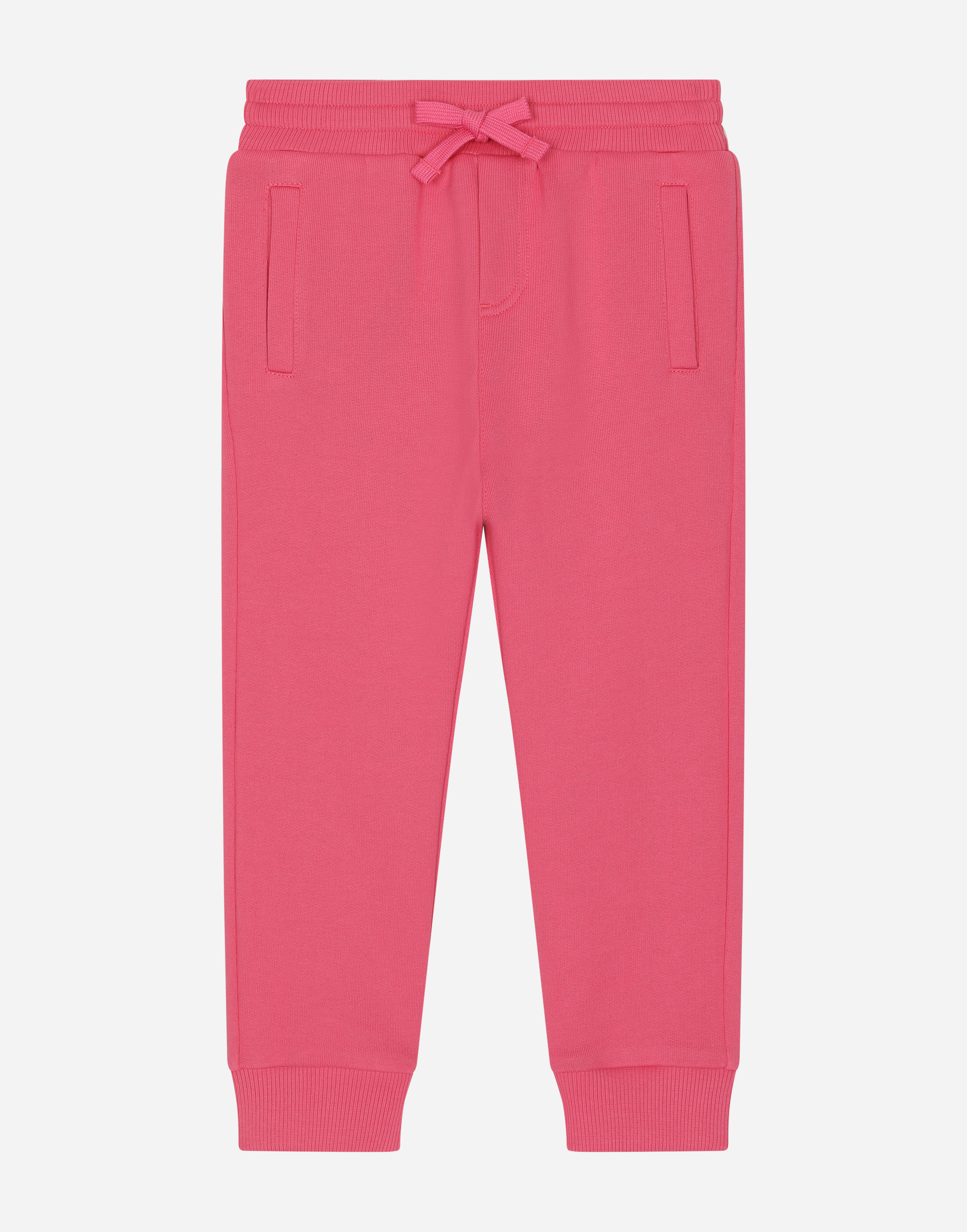 Jersey jogging pants with logo plate in Pink