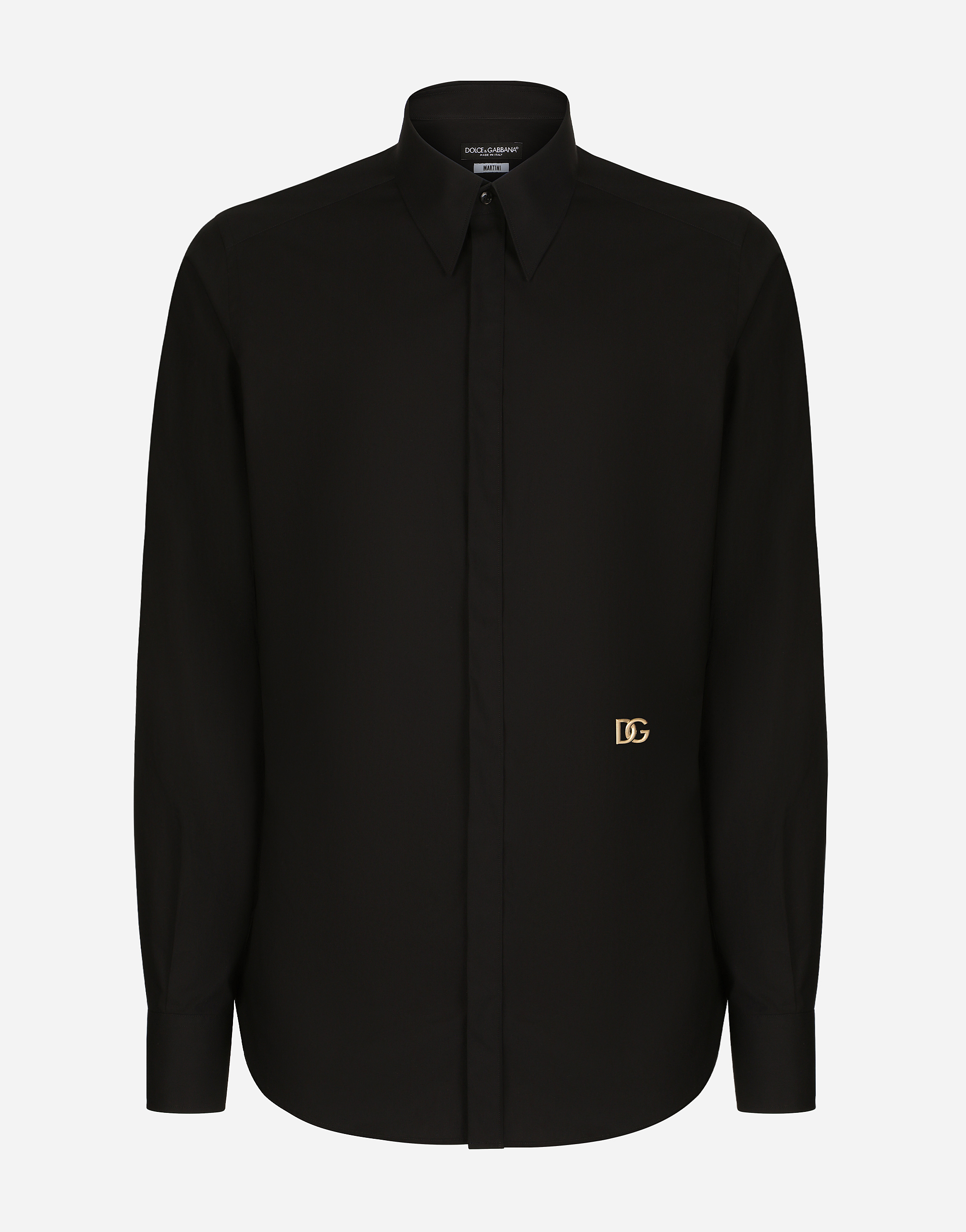 Cotton Martini-fit shirt with DG patch in Black