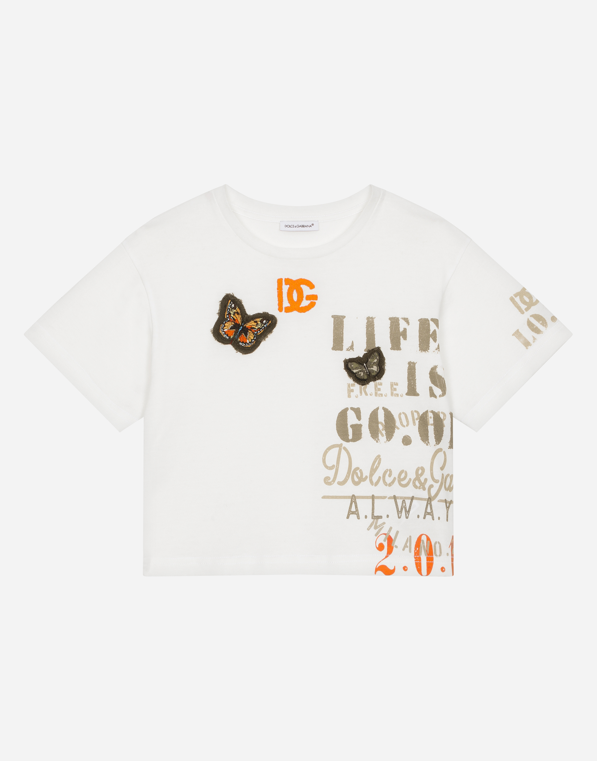 Jersey T-shirt with butterfly patch in Multicolor