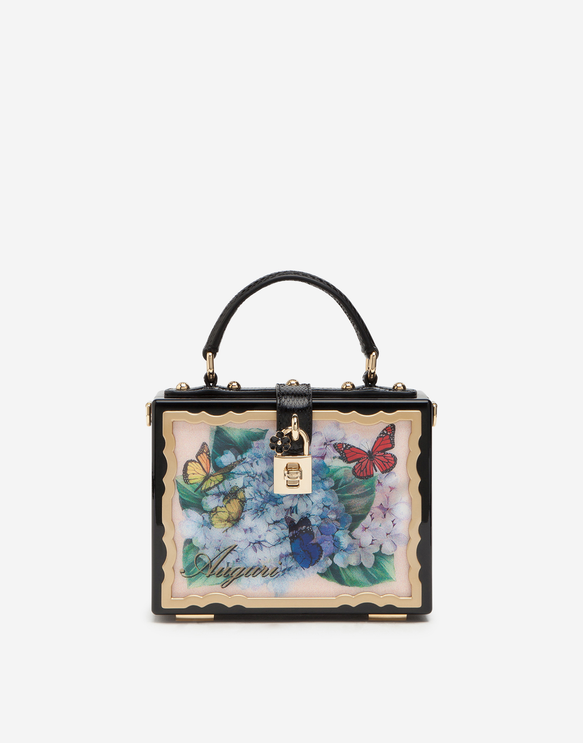 Postcard Dolce Box bag in lacquered wood in Multicolor