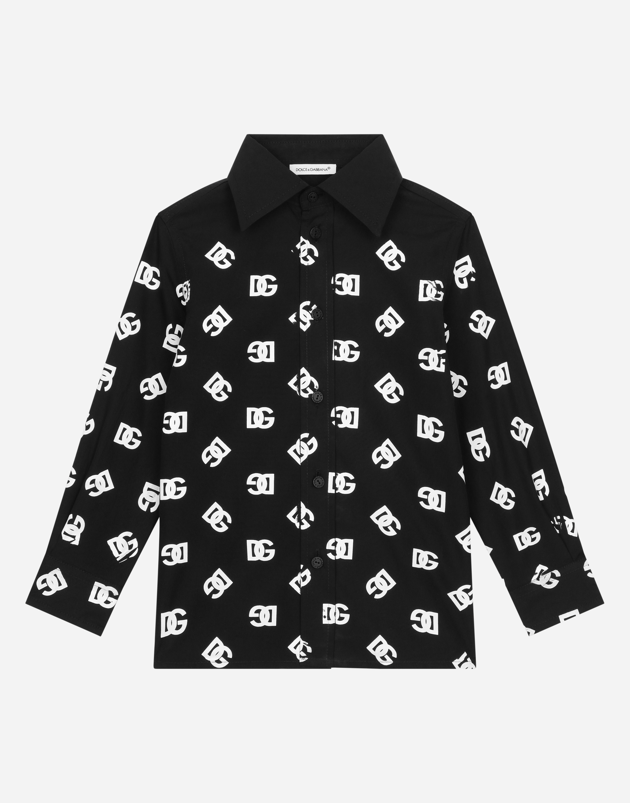 Poplin shirt with DG logo print in Black