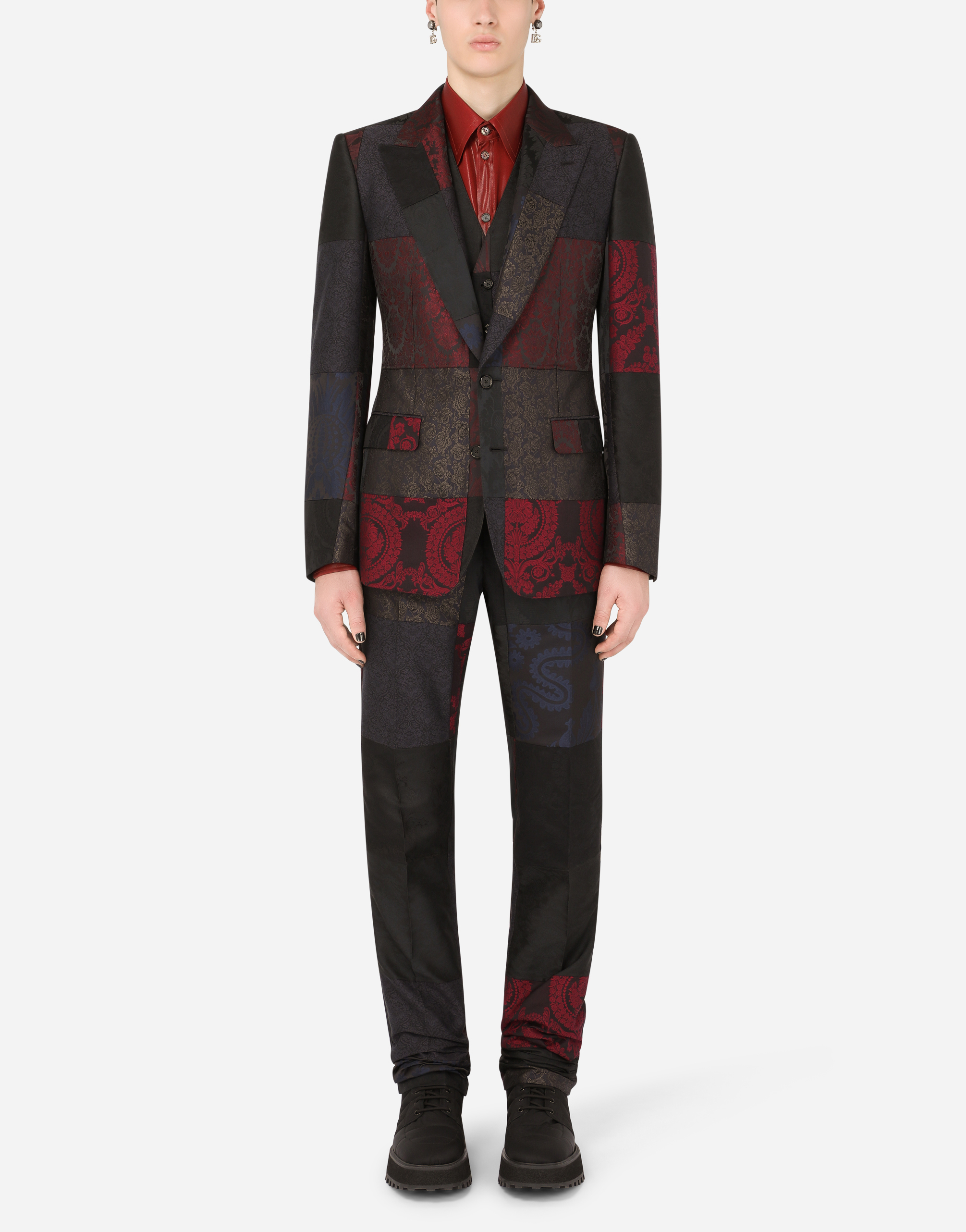 Jacquard patchwork Sicilia-fit suit in Multicolor