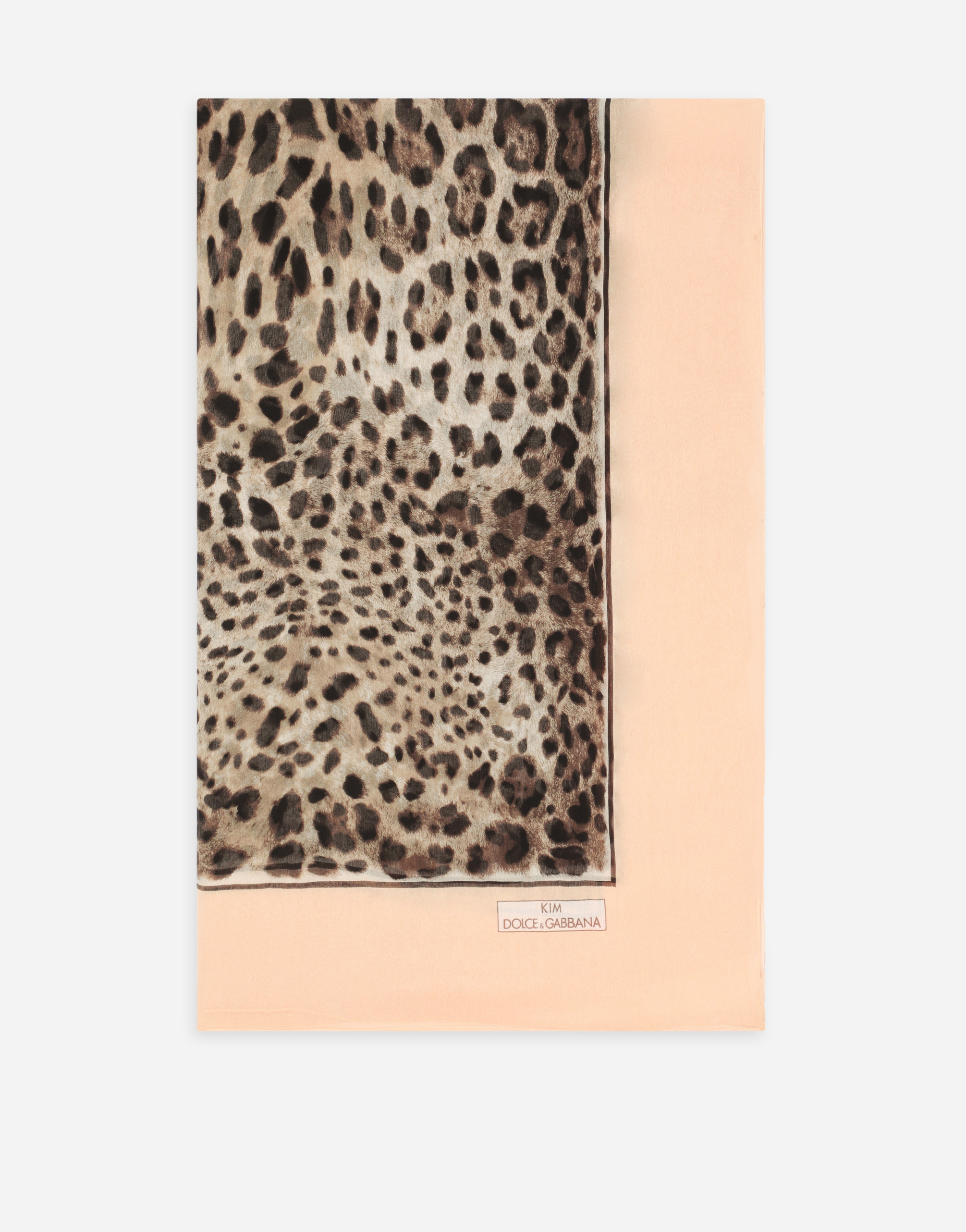 KIM DOLCE&GABBANA Silk crepon scarf with leopard print in Animal Print