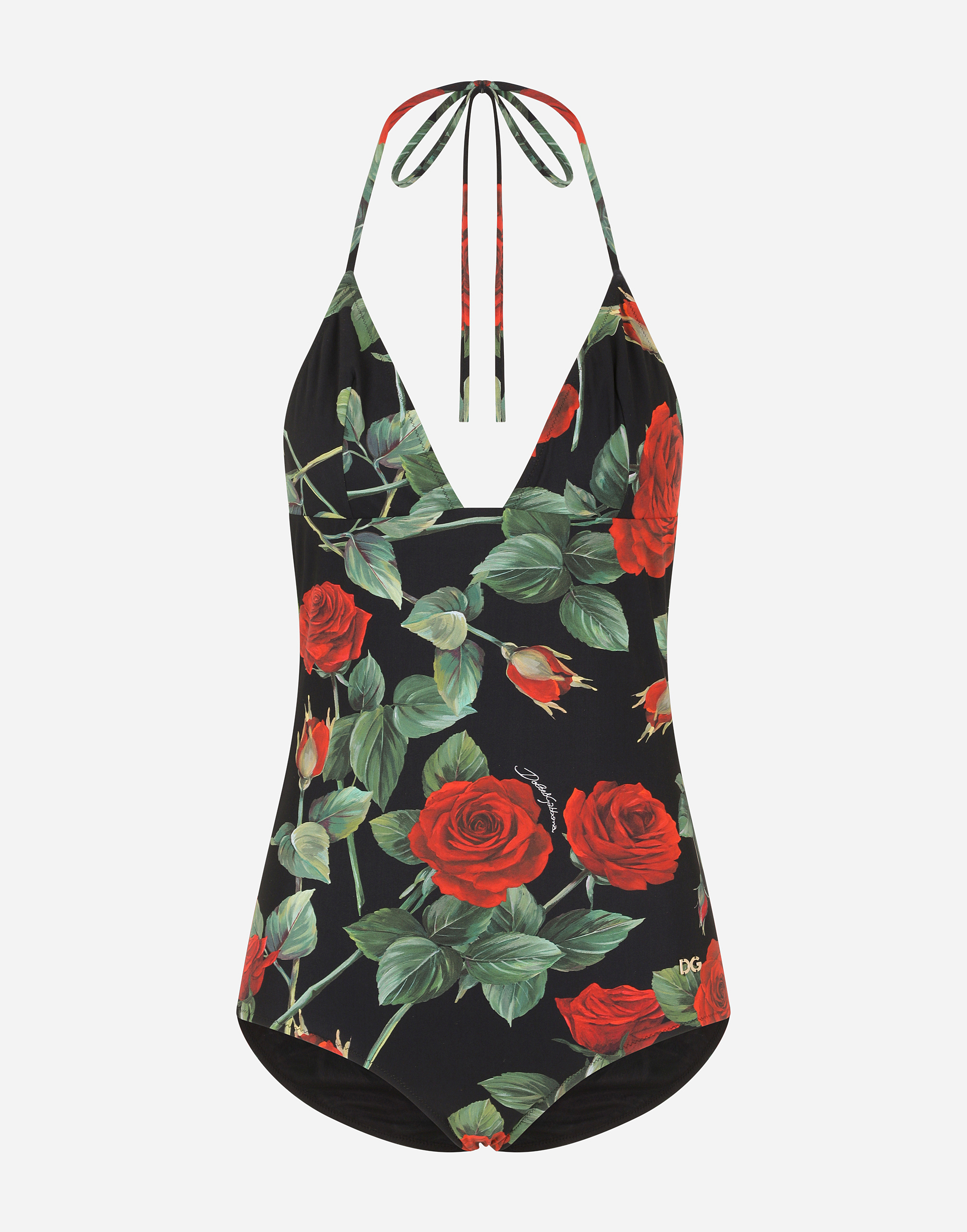 Rose-print one-piece swimsuit in Multicolor