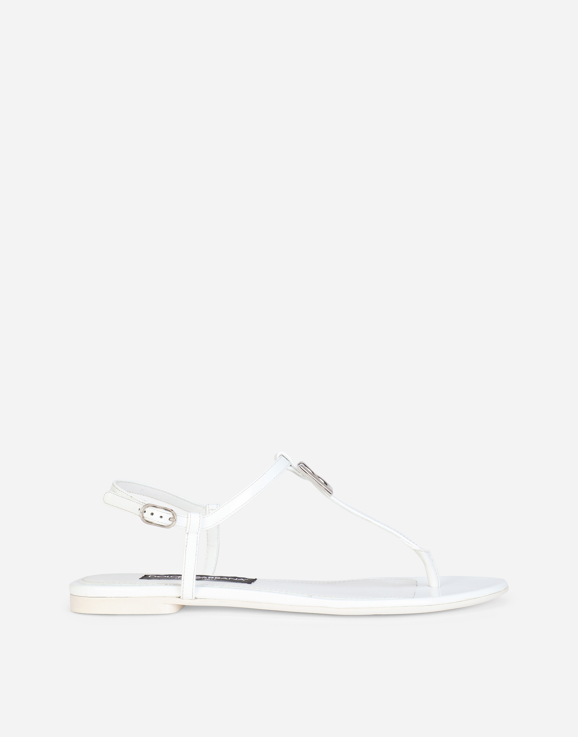 Patent leather DG thong sandals in White