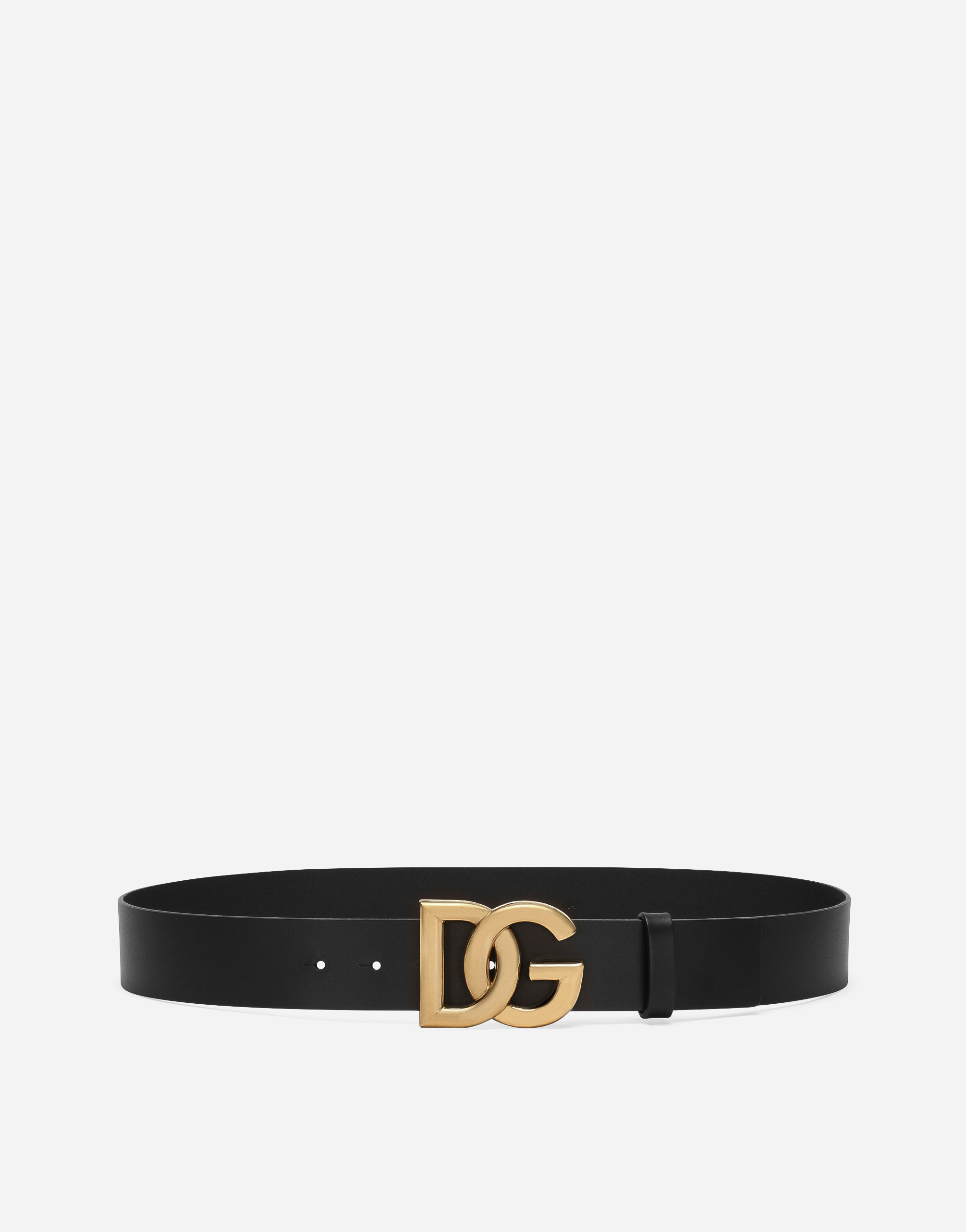 Lux leather belt with crossover DG logo buckle in Multicolor