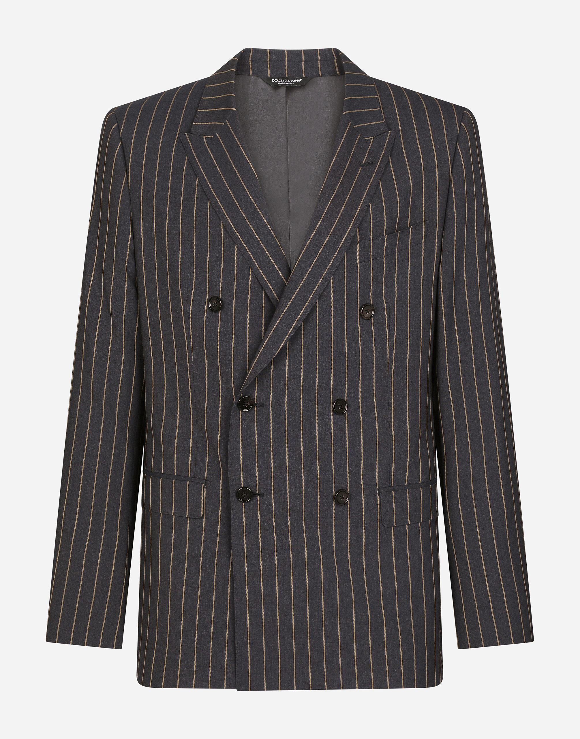 Double-breasted pinstripe wool Martini-fit jacket in Multicolor