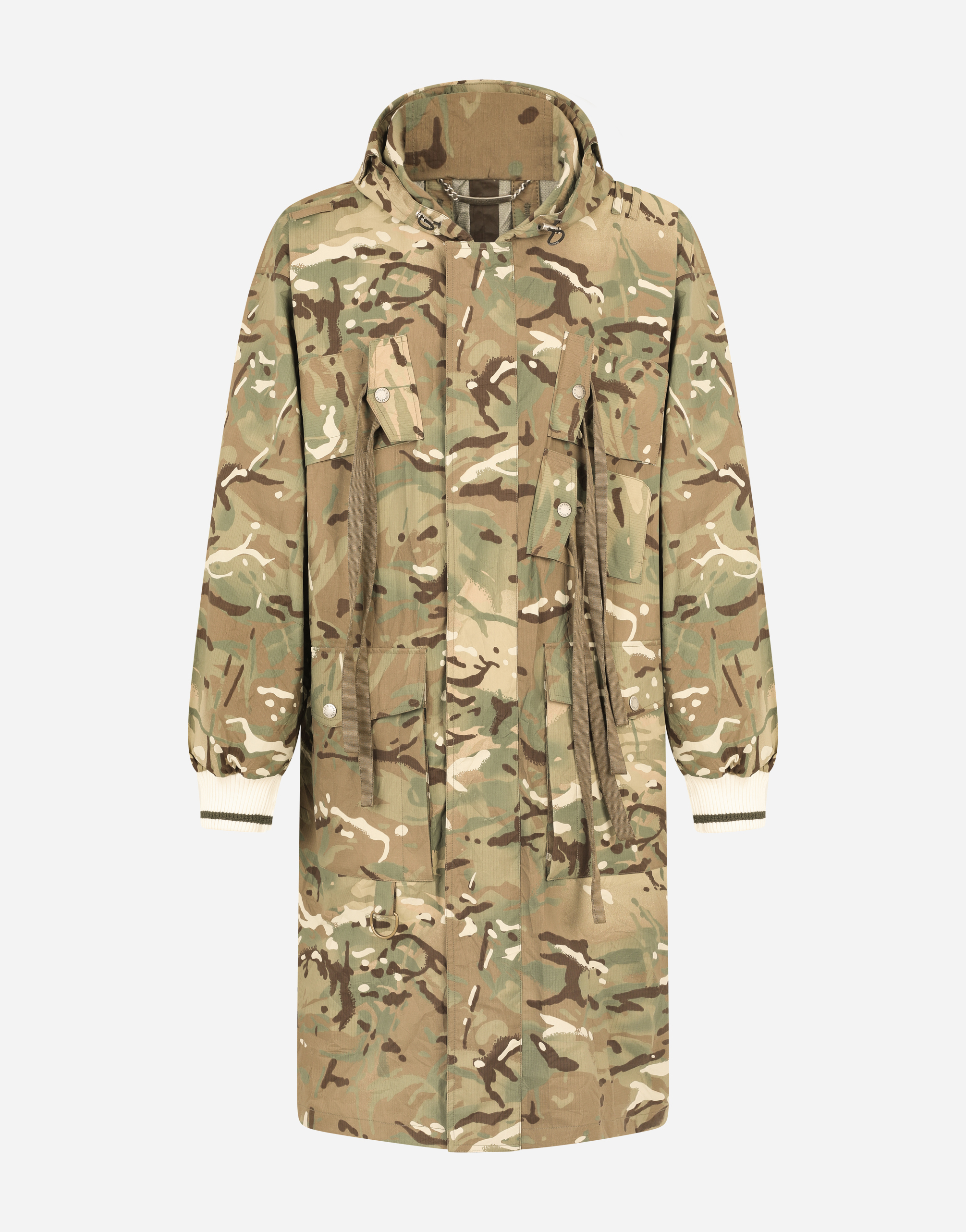 Camouflage-print nylon trench coat in Multicolor