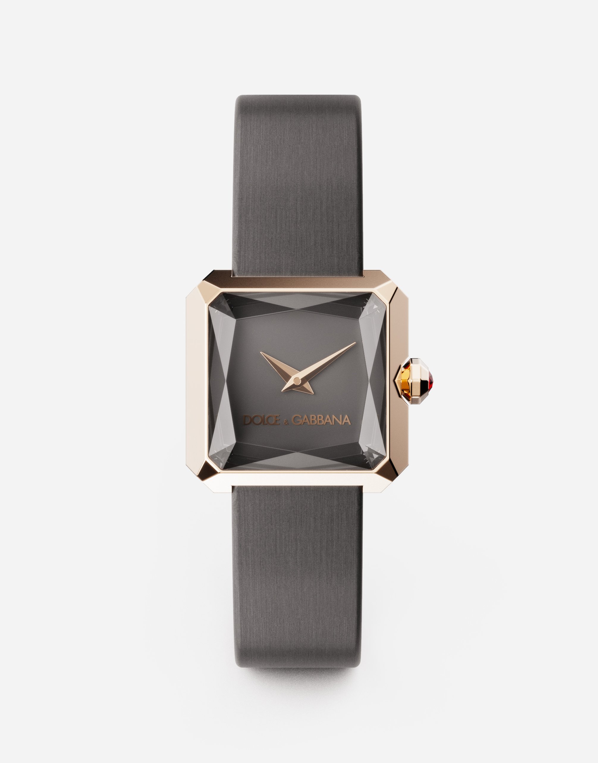 Gold watch with silk strap in Grey
