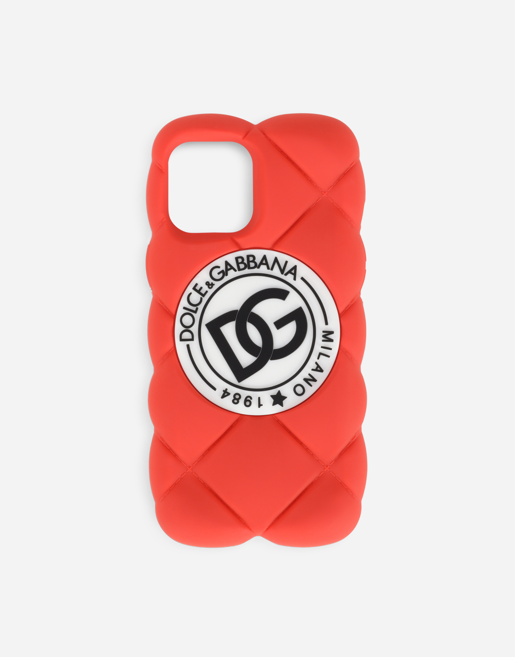 Quilted-effect rubber iPhone 12 Pro Max cover with DG logo in Red