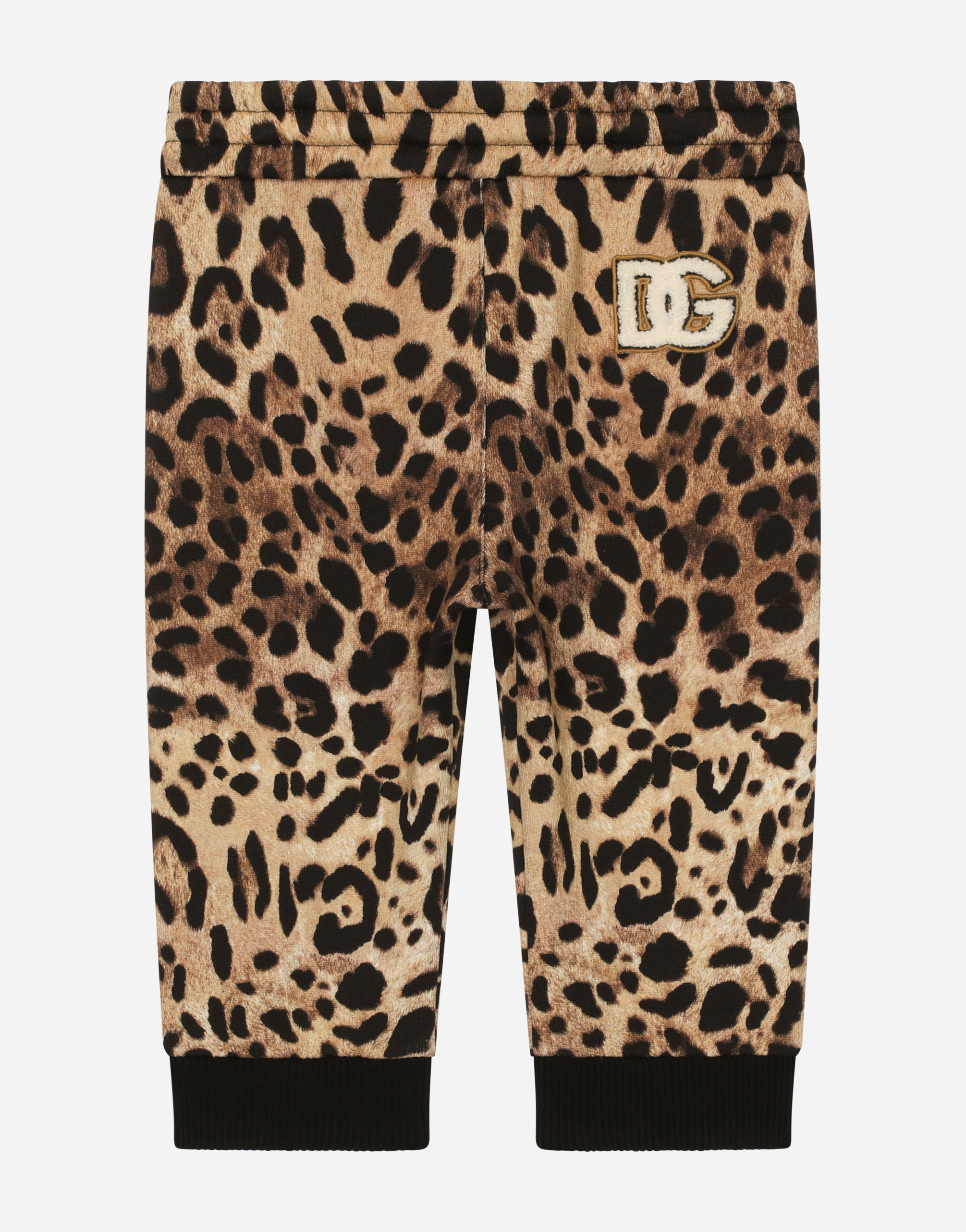 Shop Dolce & Gabbana Jersey Jogging Pants With Leopard Print In Animal Print
