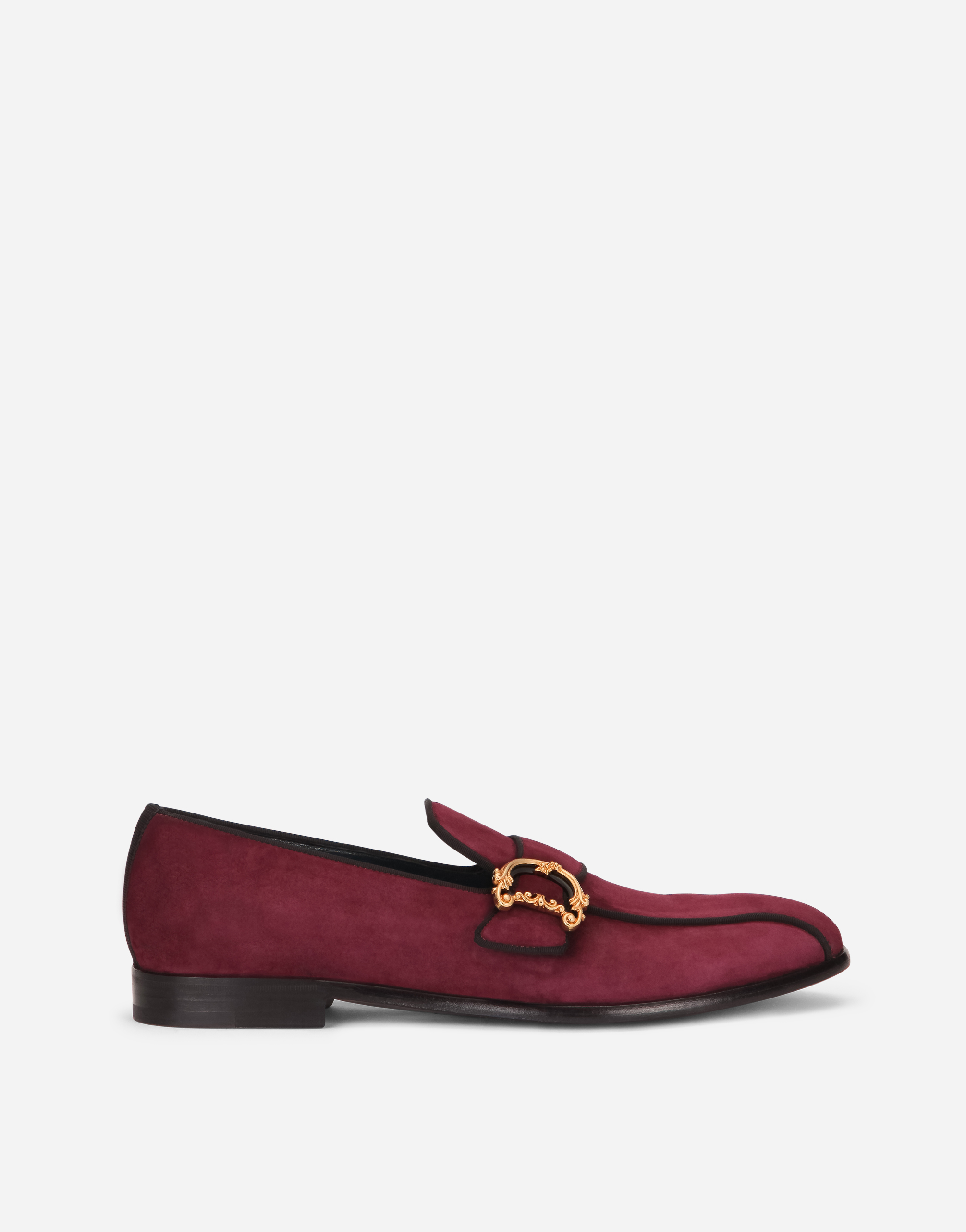 DOLCE & GABBANA SUEDE LOAFERS WITH BAROQUE DG LOGO