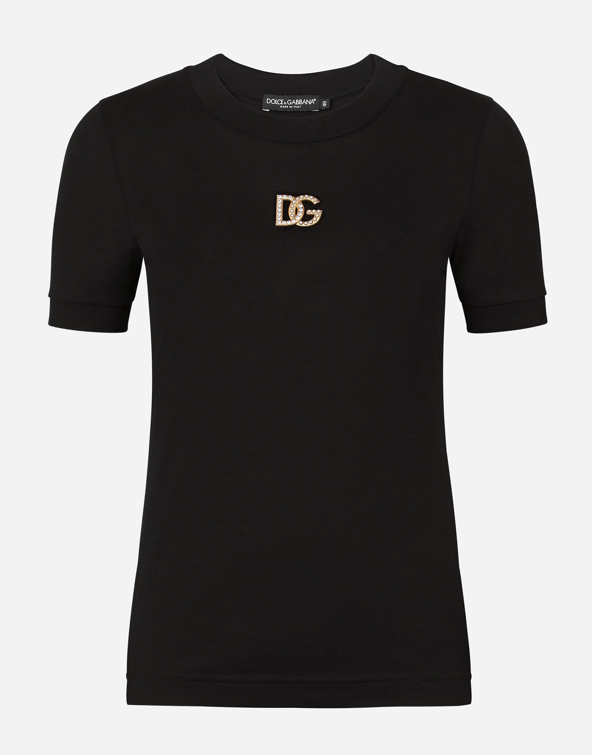 Jersey T-shirt with DG embellishment in Black