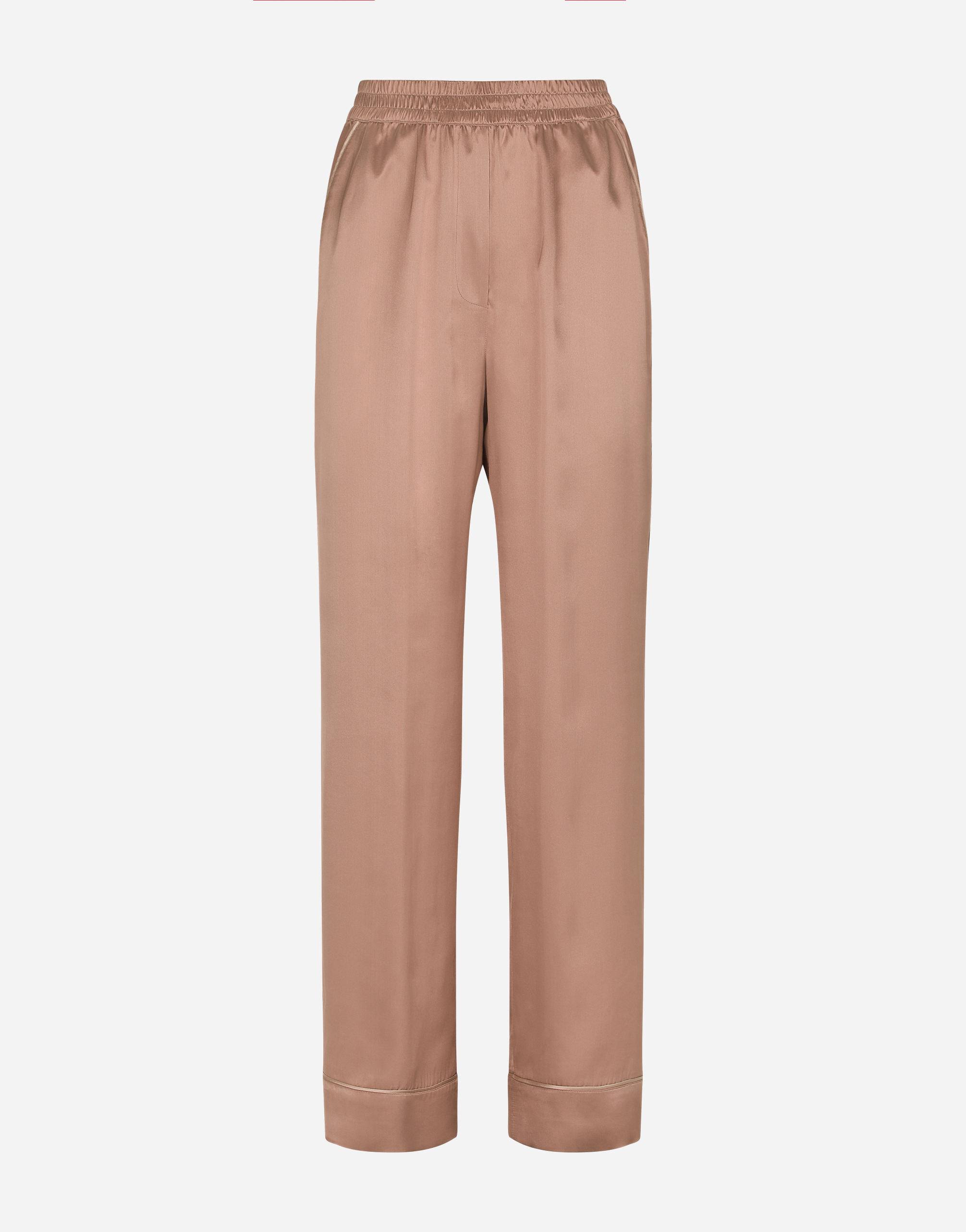 Satin pajama pants with piping in Brown