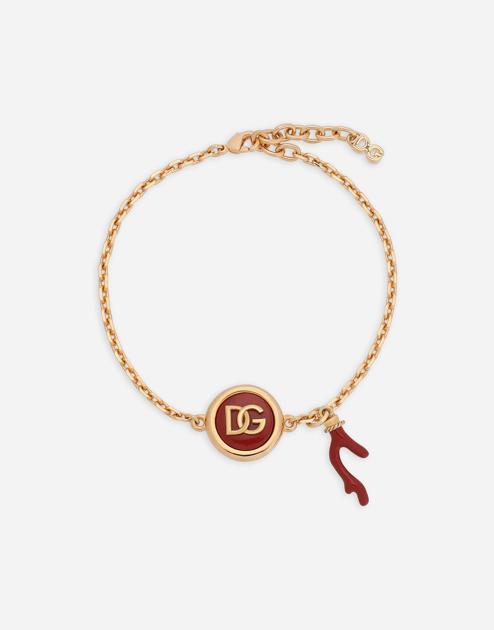 Bracelet with resin coral and DG logo embellishment in Gold