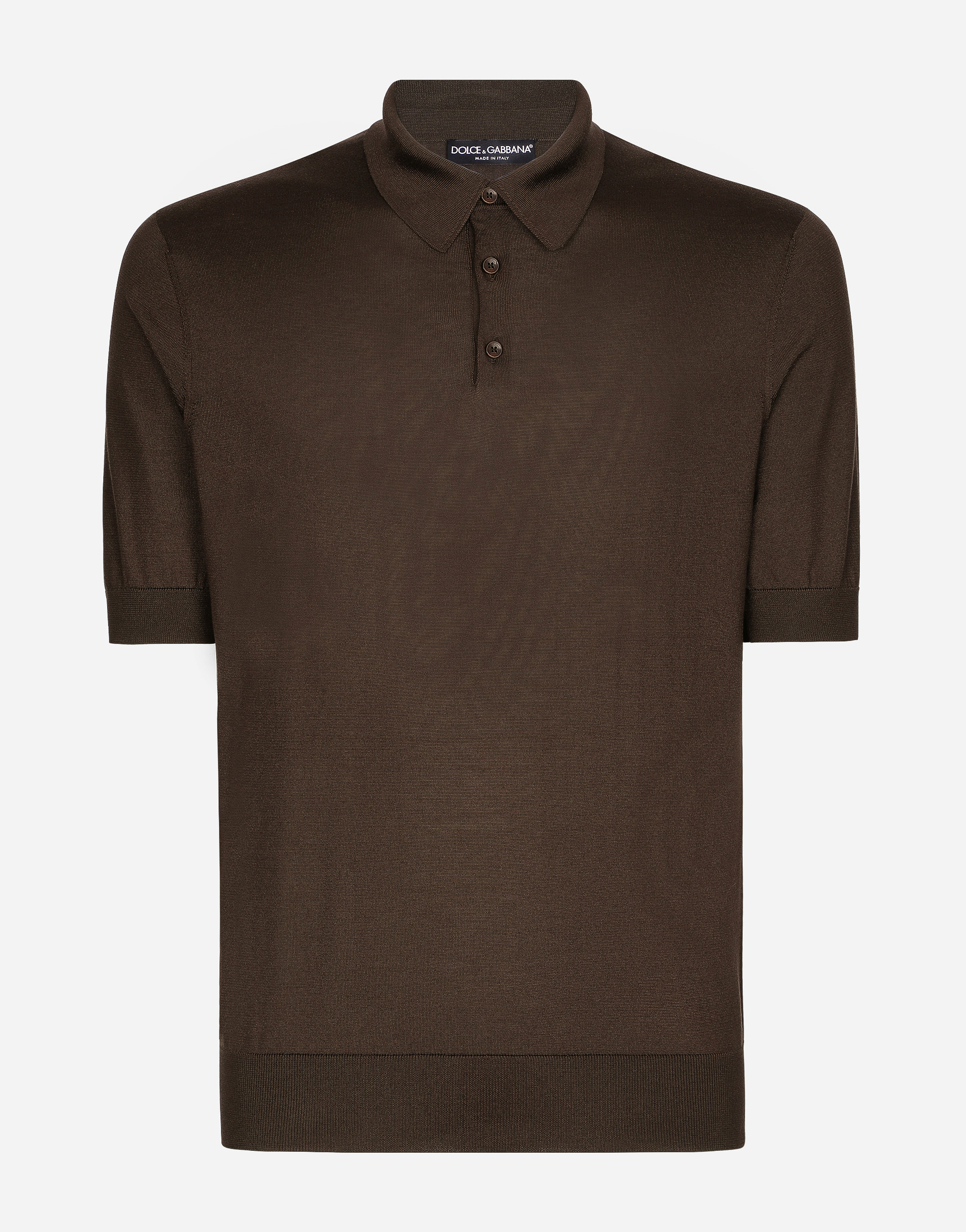 Silk polo-shirt in Brown