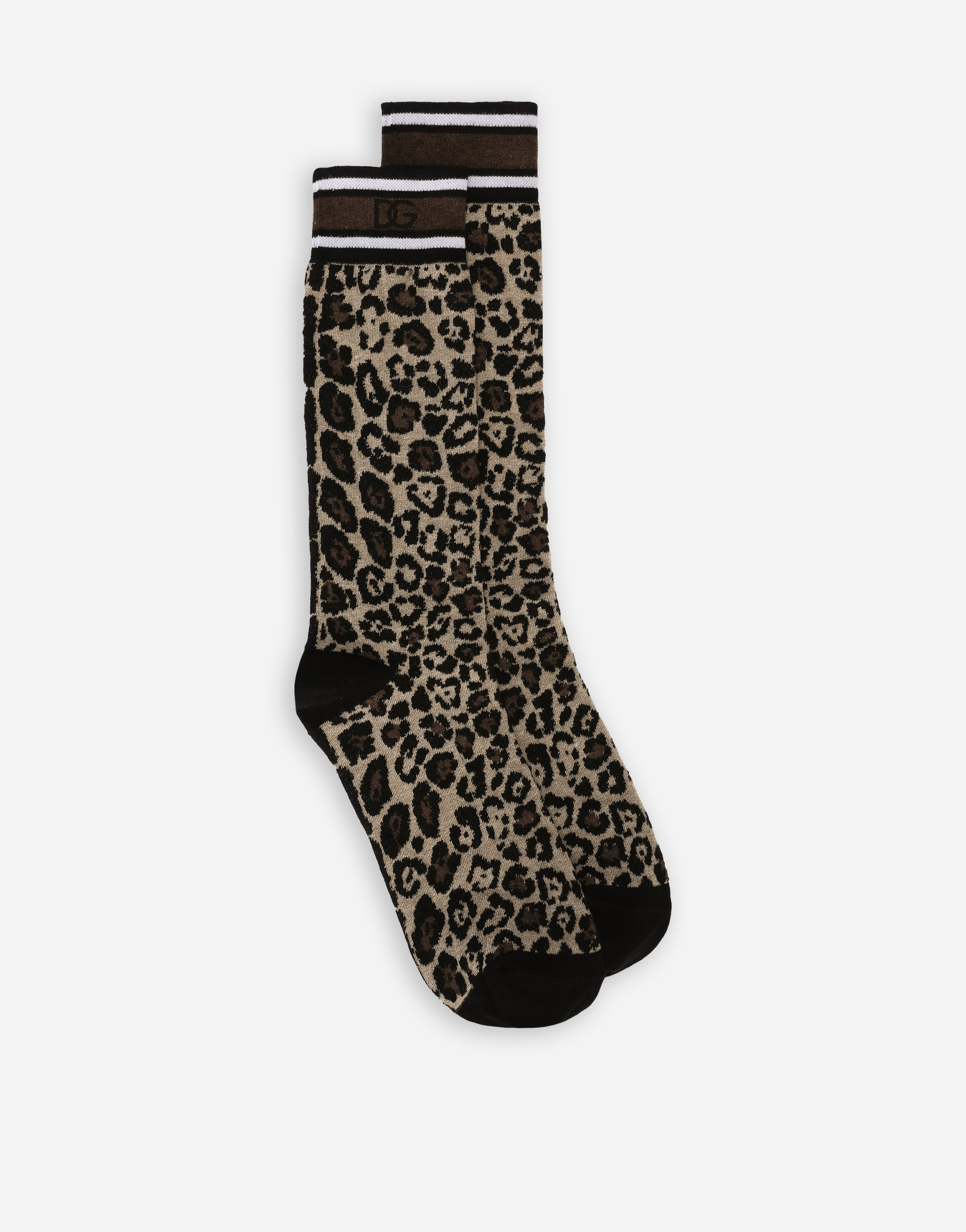 Leopard-print cotton jacquard socks in Multicolor