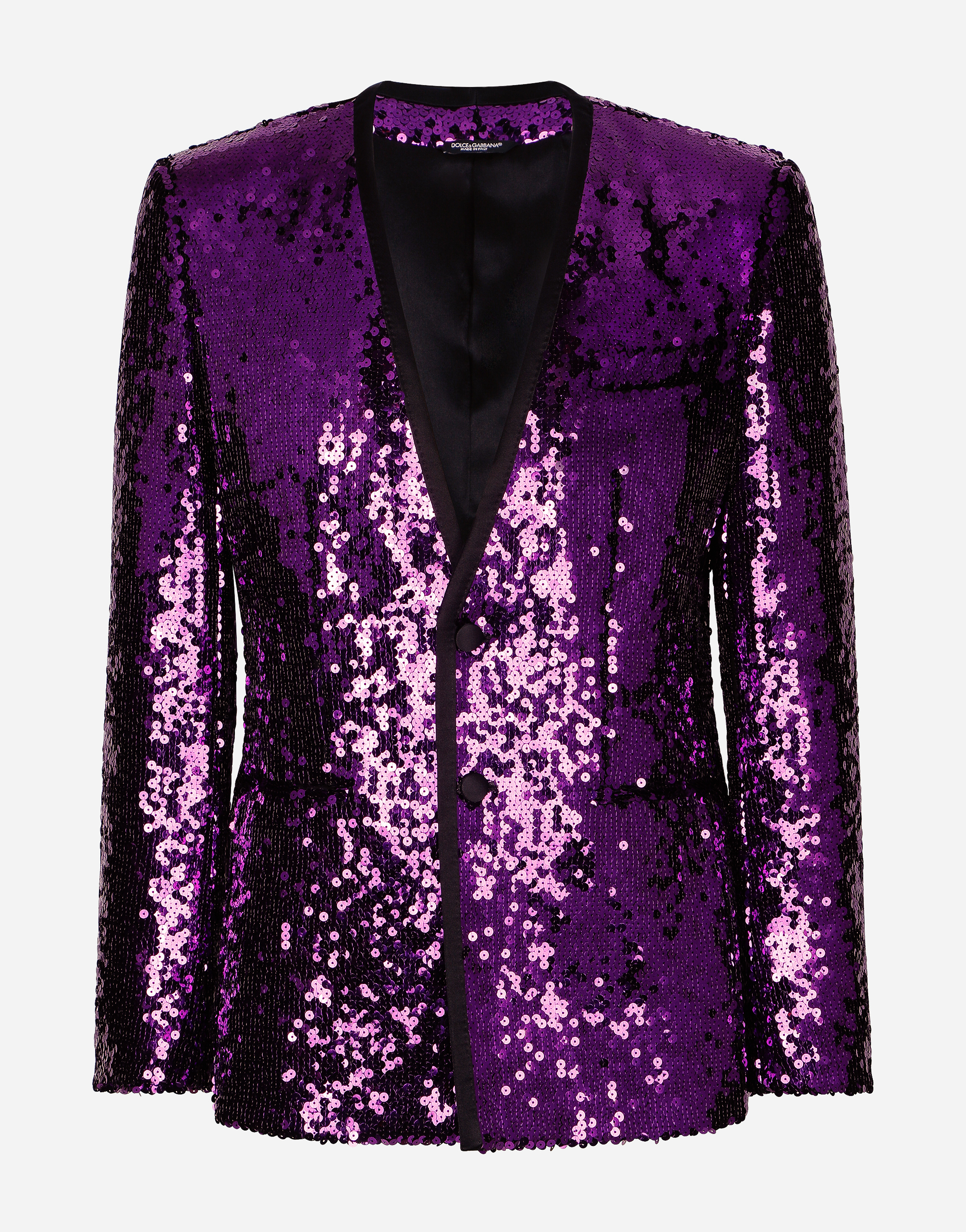 Sequined Sicilia-fit jacket with satin piping in Multicolor