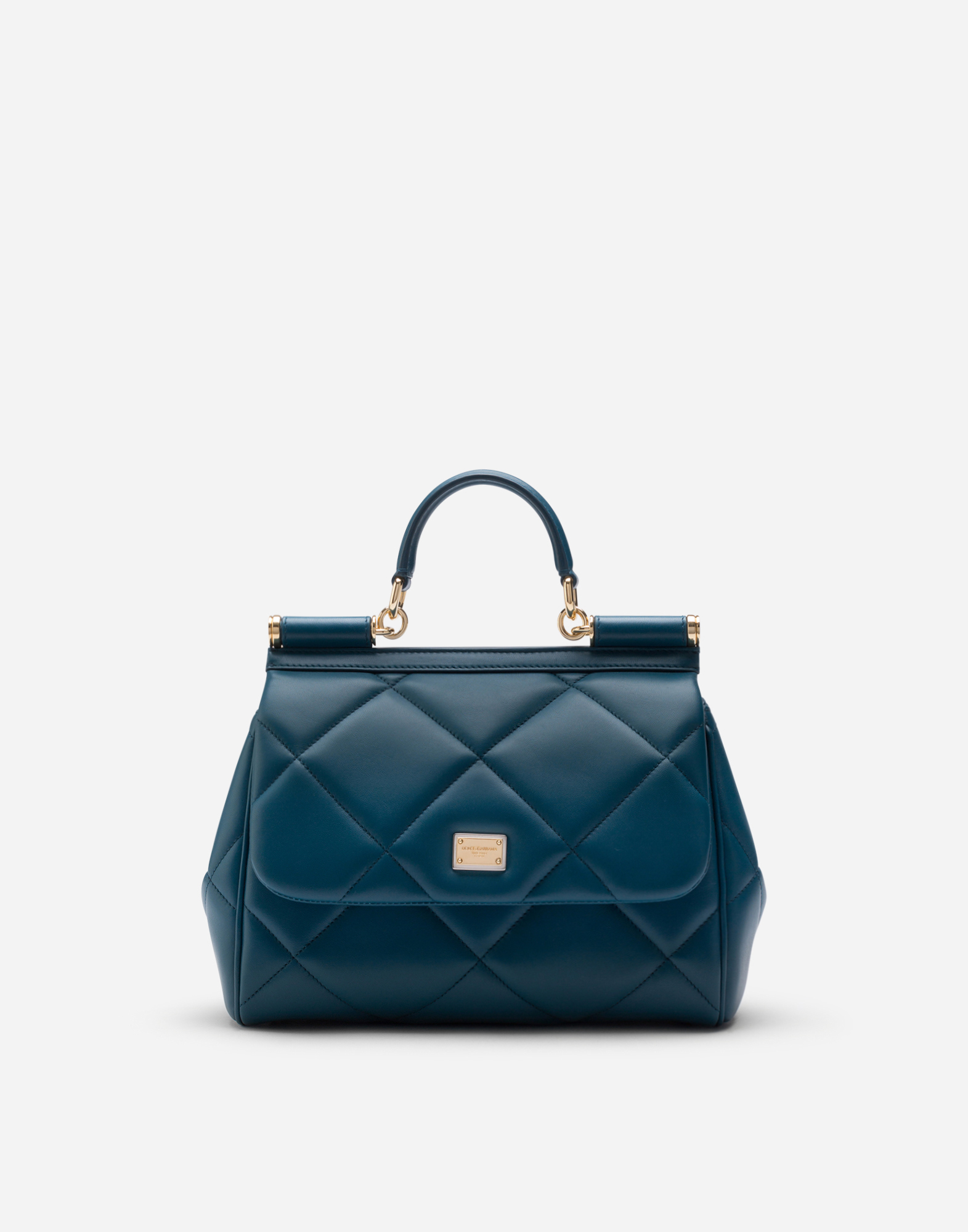 Medium Sicily bag in quilted calfskin in Blue