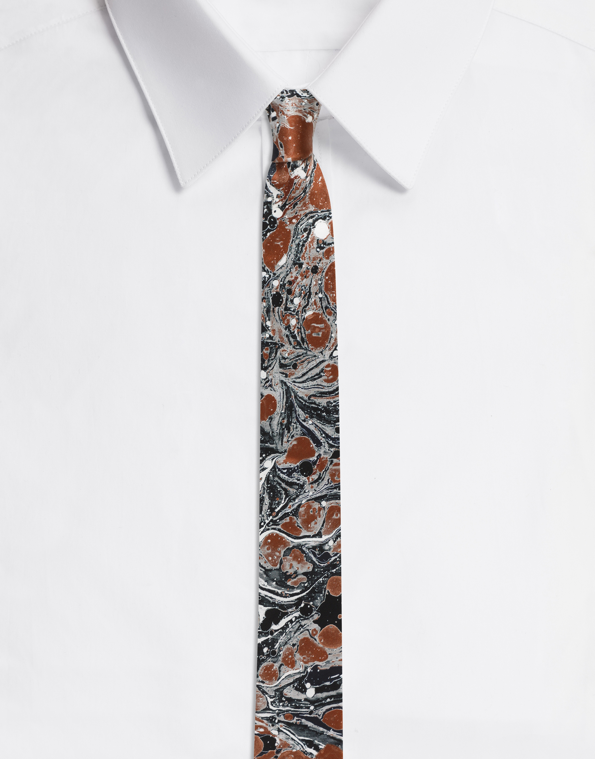 6-cm silk blade tie with marbled print in Multicolor