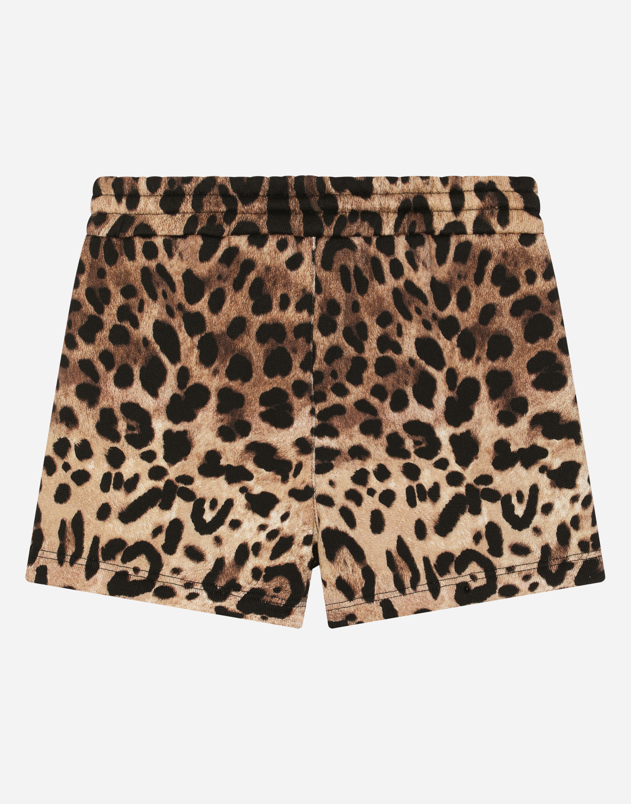 Shop Dolce & Gabbana Jersey Jogging Shorts With Leopard Print And Dg Logo Embroidery In Animal Print