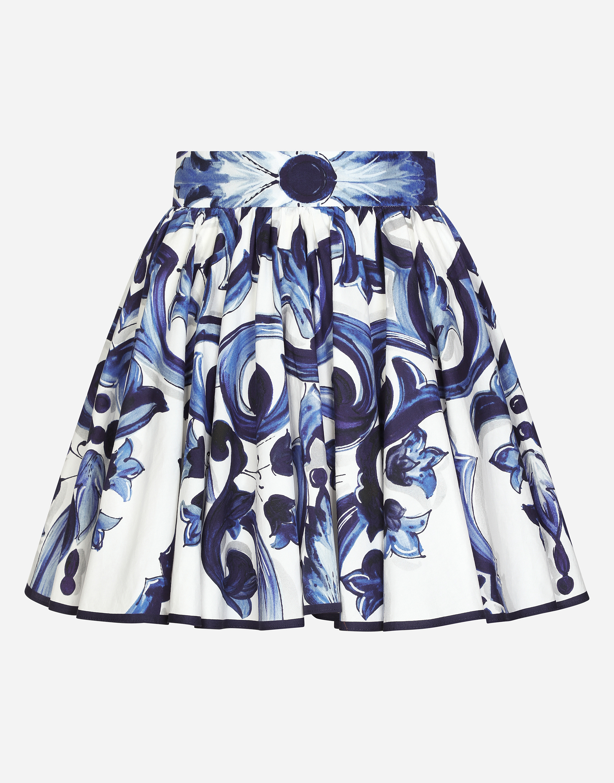 Poplin circle skirt with majolica print in Multicolor