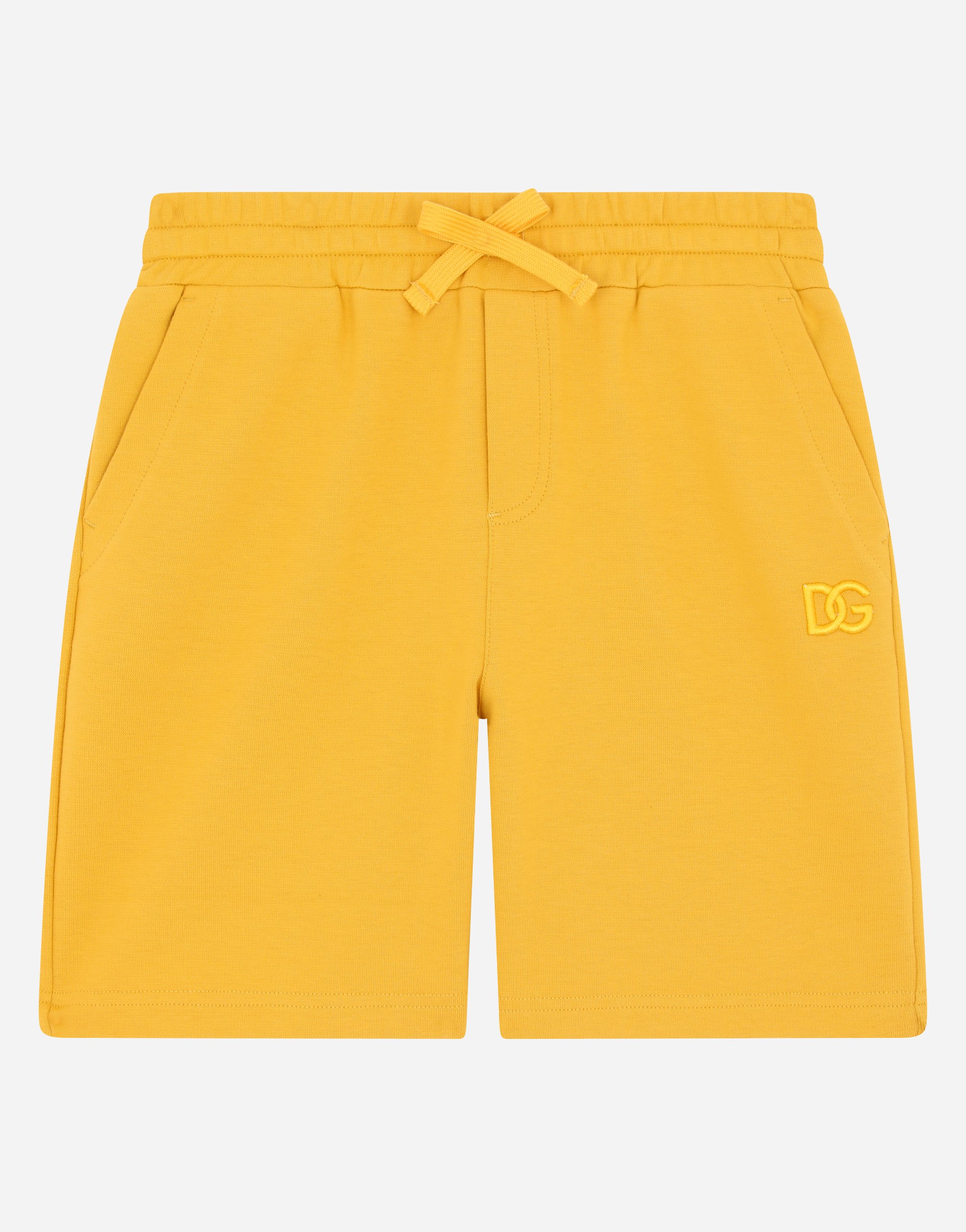 Jersey jogging shorts with DG logo embroidery in Yellow