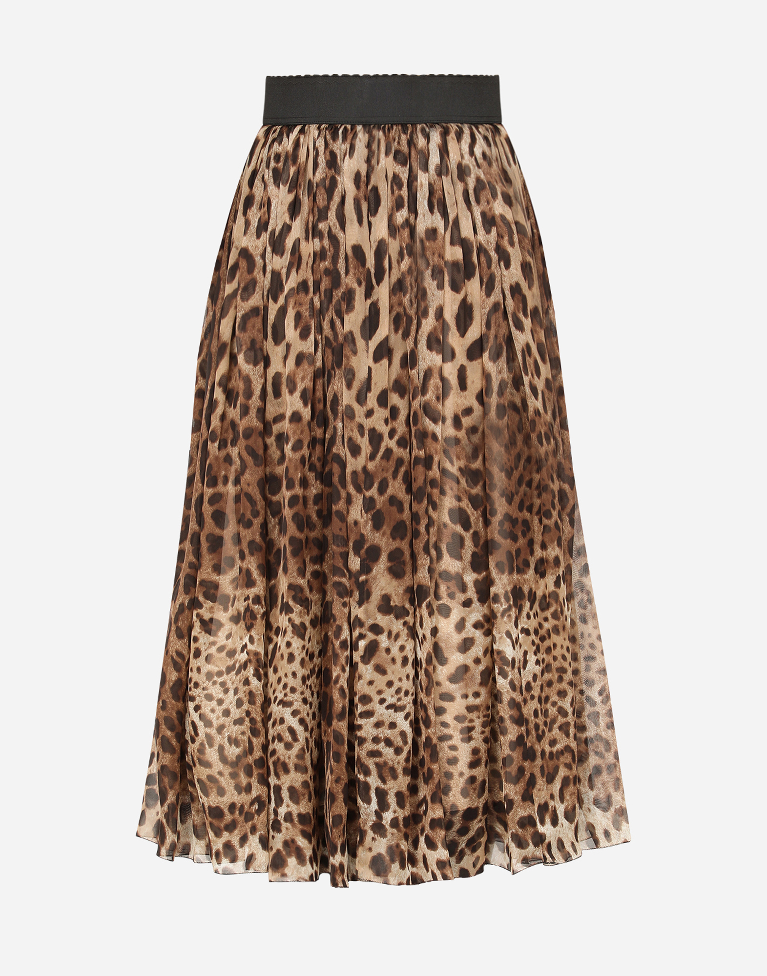 Leopard-print chiffon midi skirt in Multicolor
