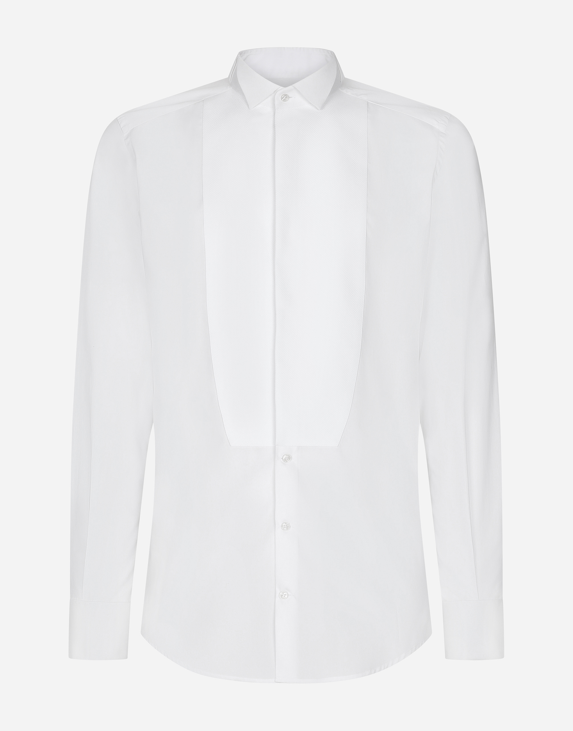 Cotton poplin Gold-fit tuxedo shirt in White