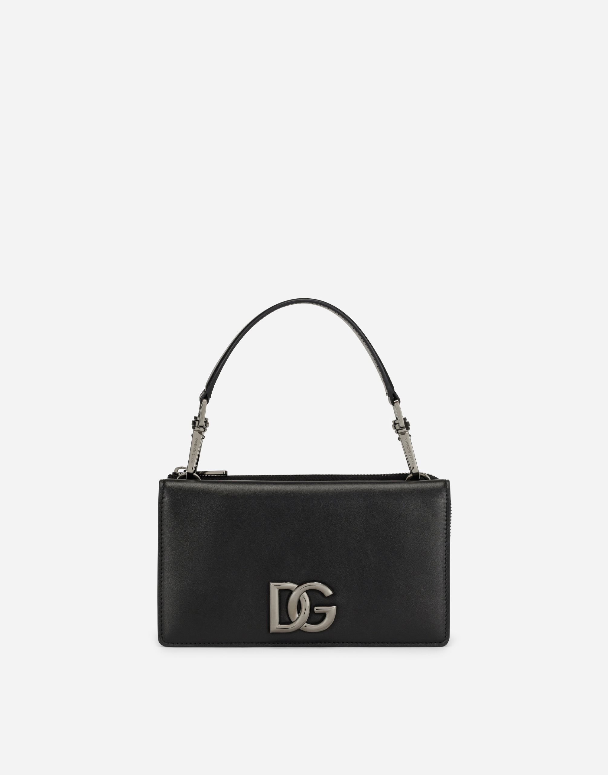 Calfskin nappa minibag with DG logo in Black