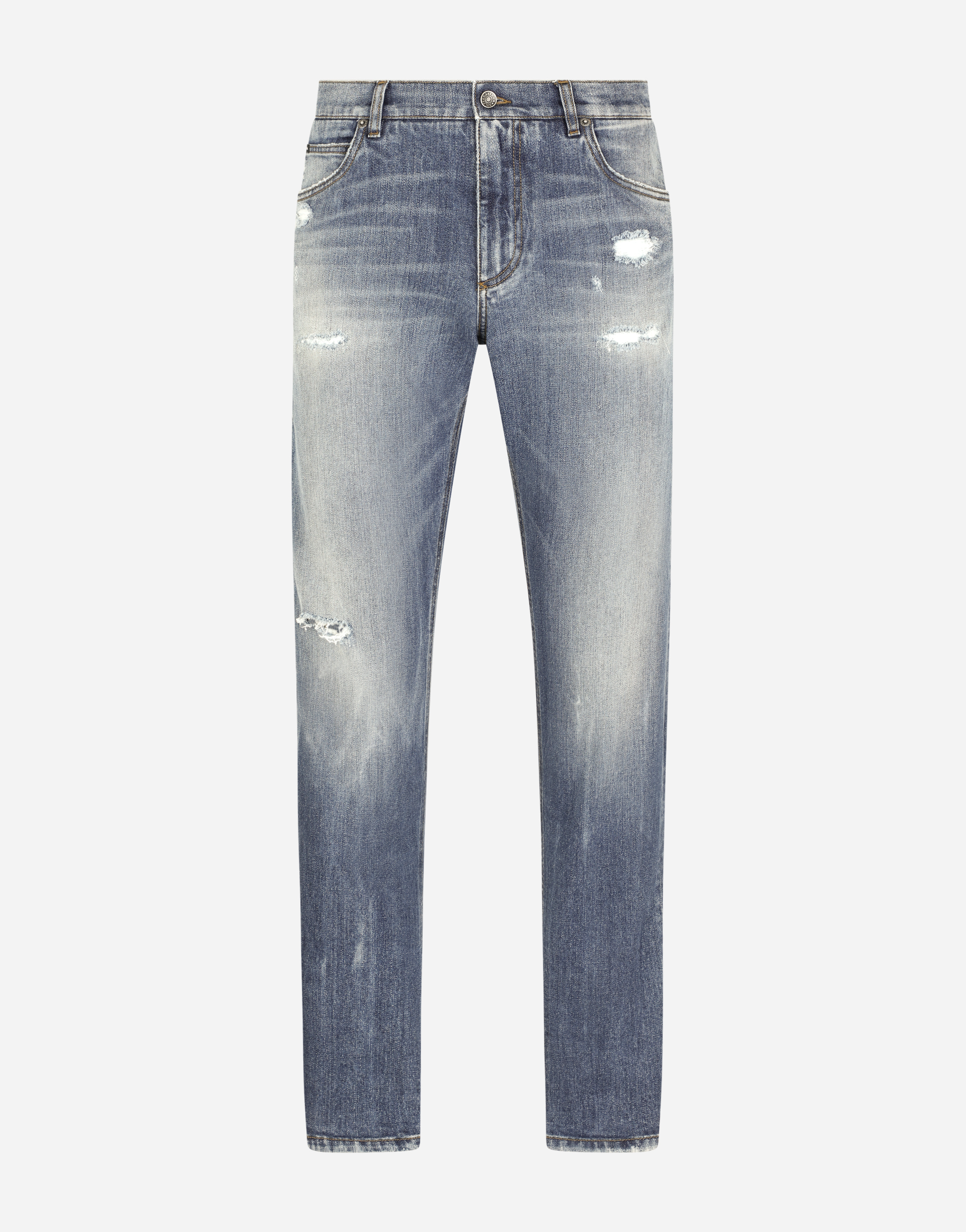 Regular-fit stretch jeans with small rips in Multicolor