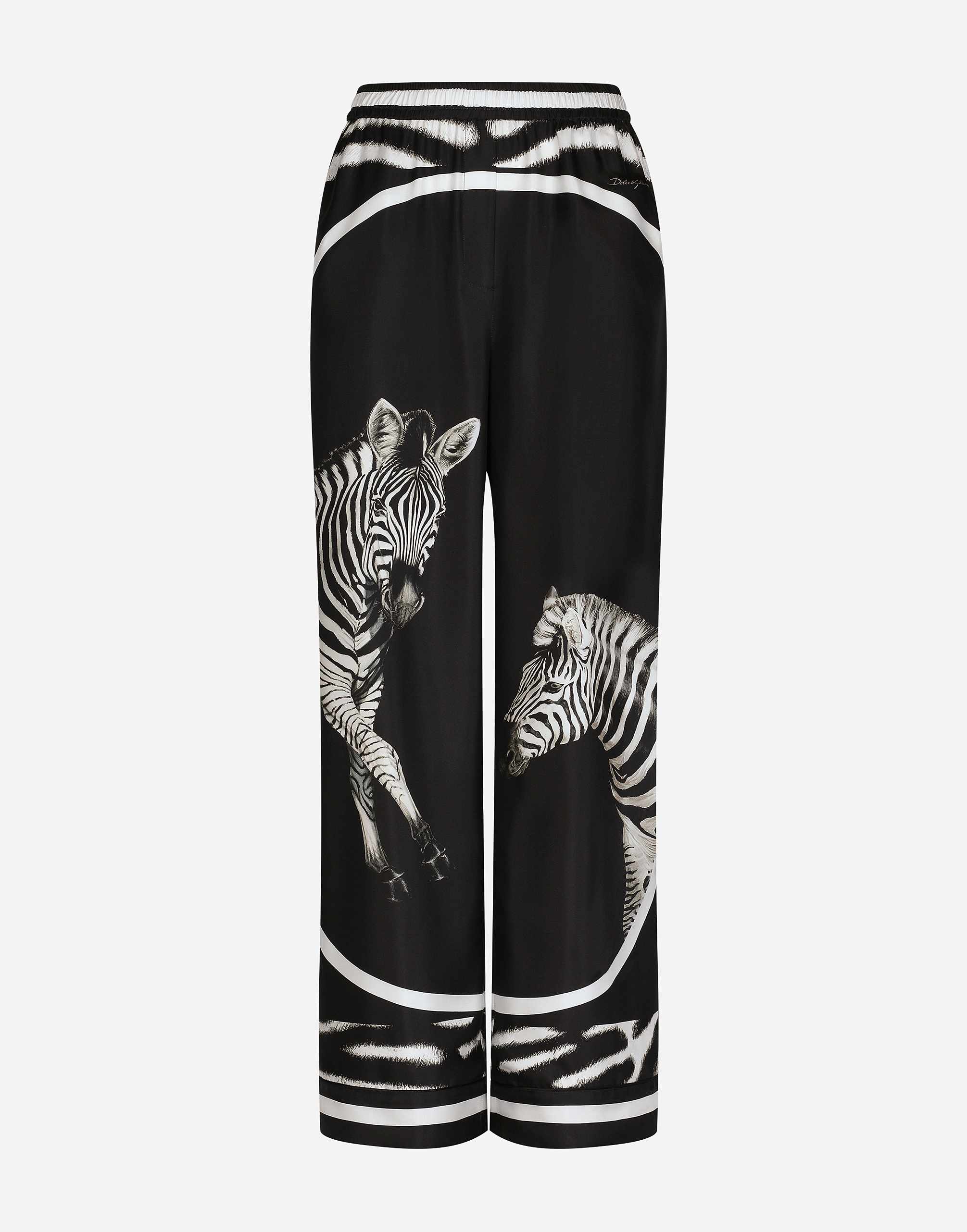 Zebra-print twill pajama pants in Multicolor