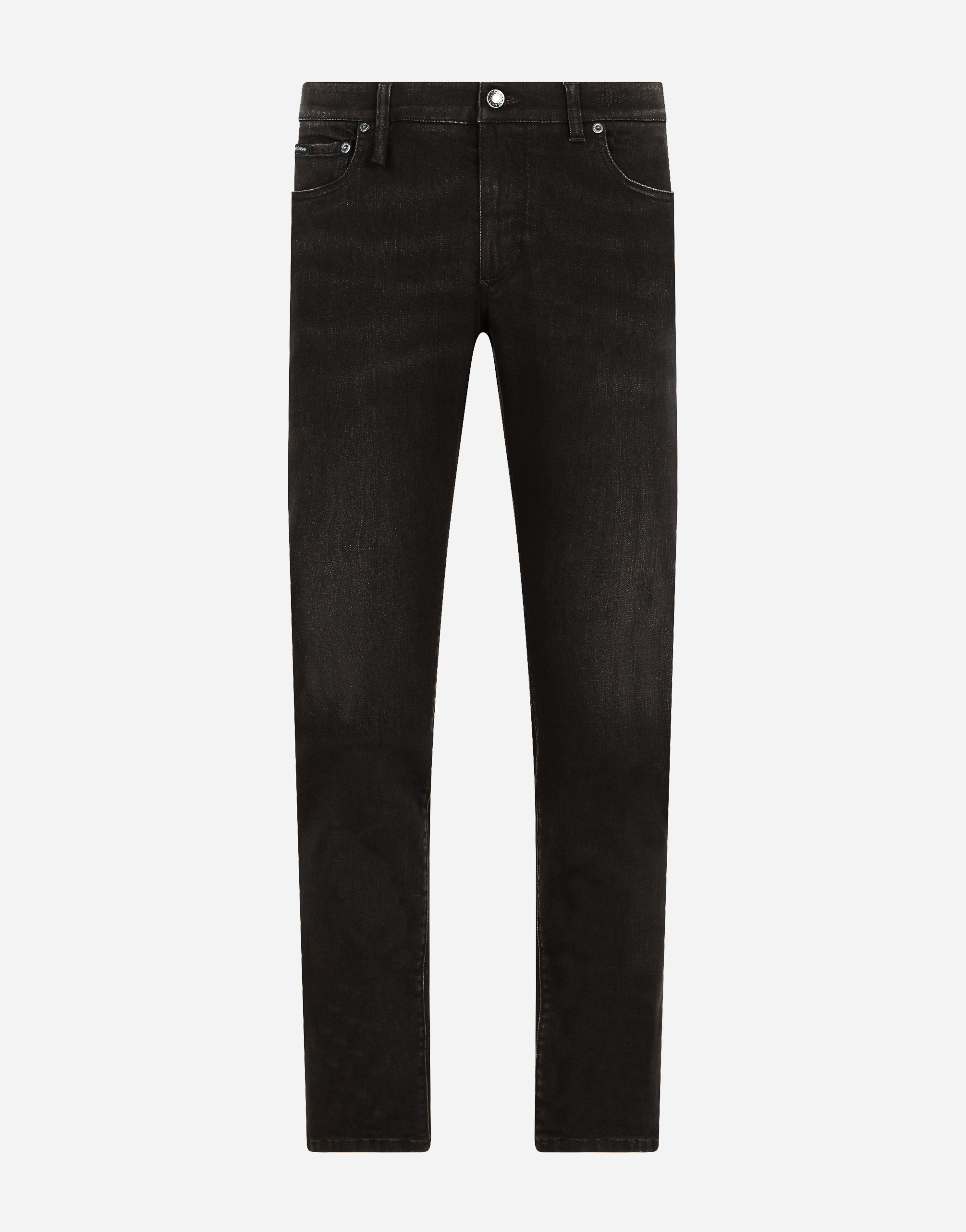 Dark gray wash slim-fit stretch jeans in Grey