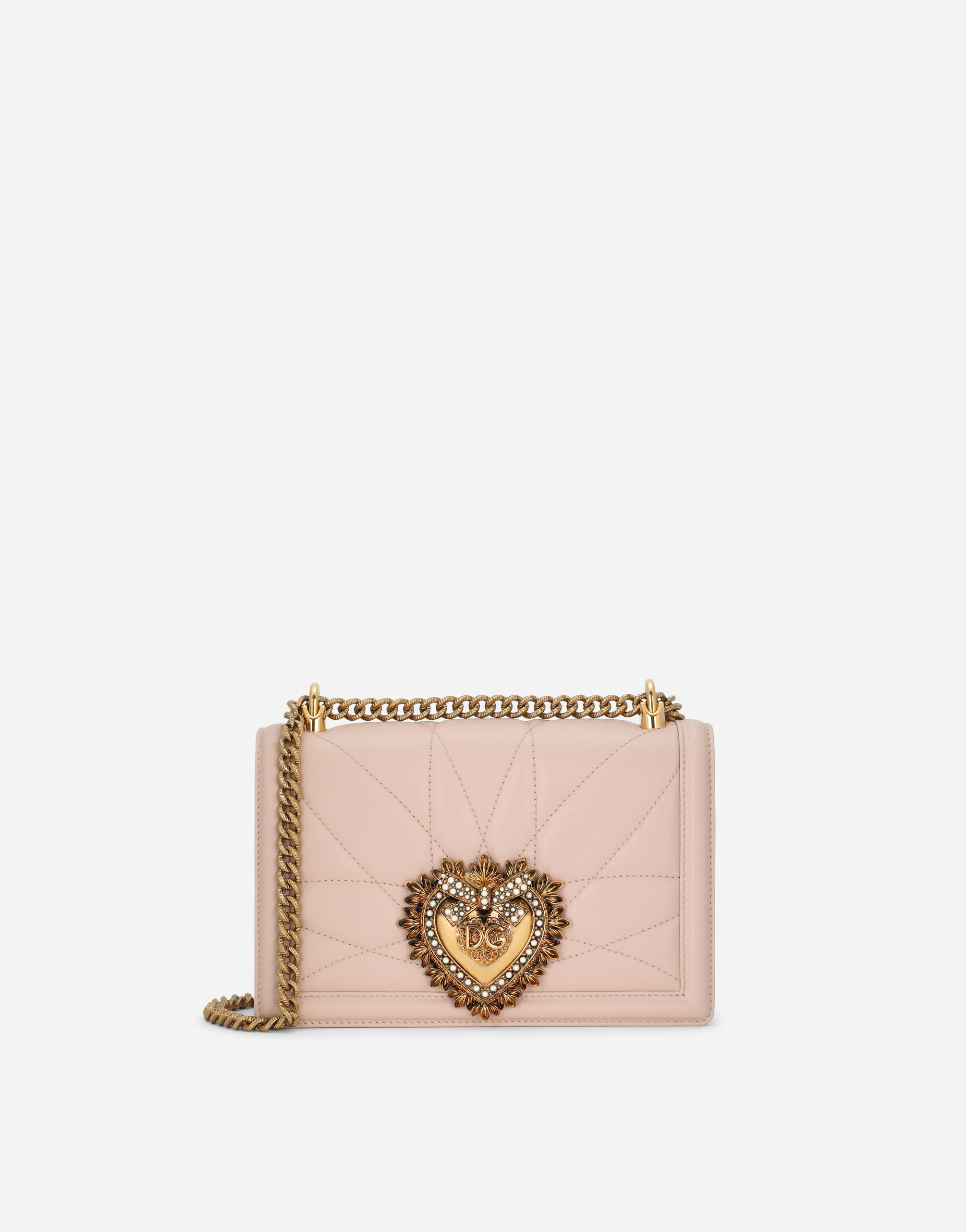 Medium Devotion crossbody bag in quilted nappa leather in Pale Pink