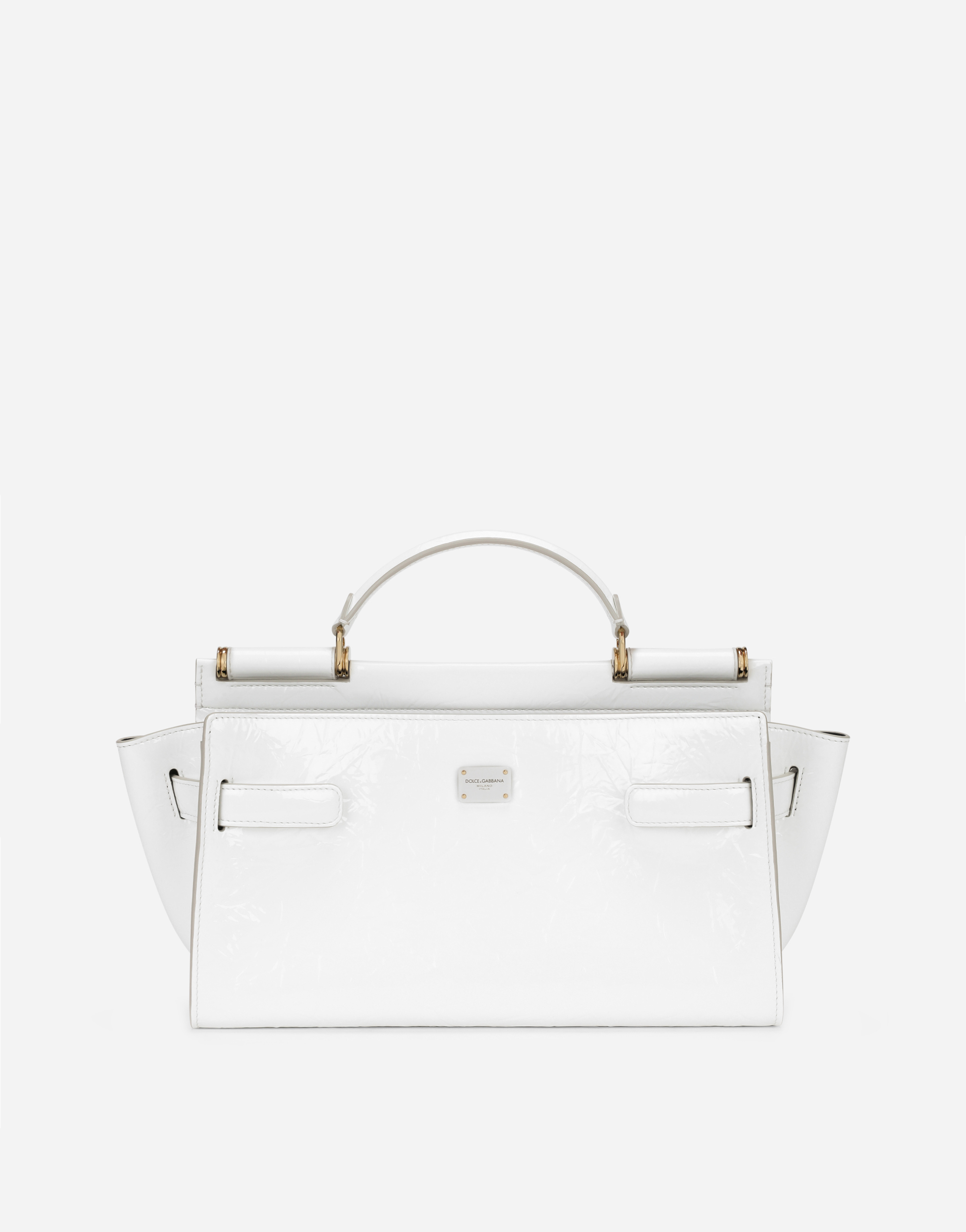 Sicily 62 Soft bag in creased patent leather in White