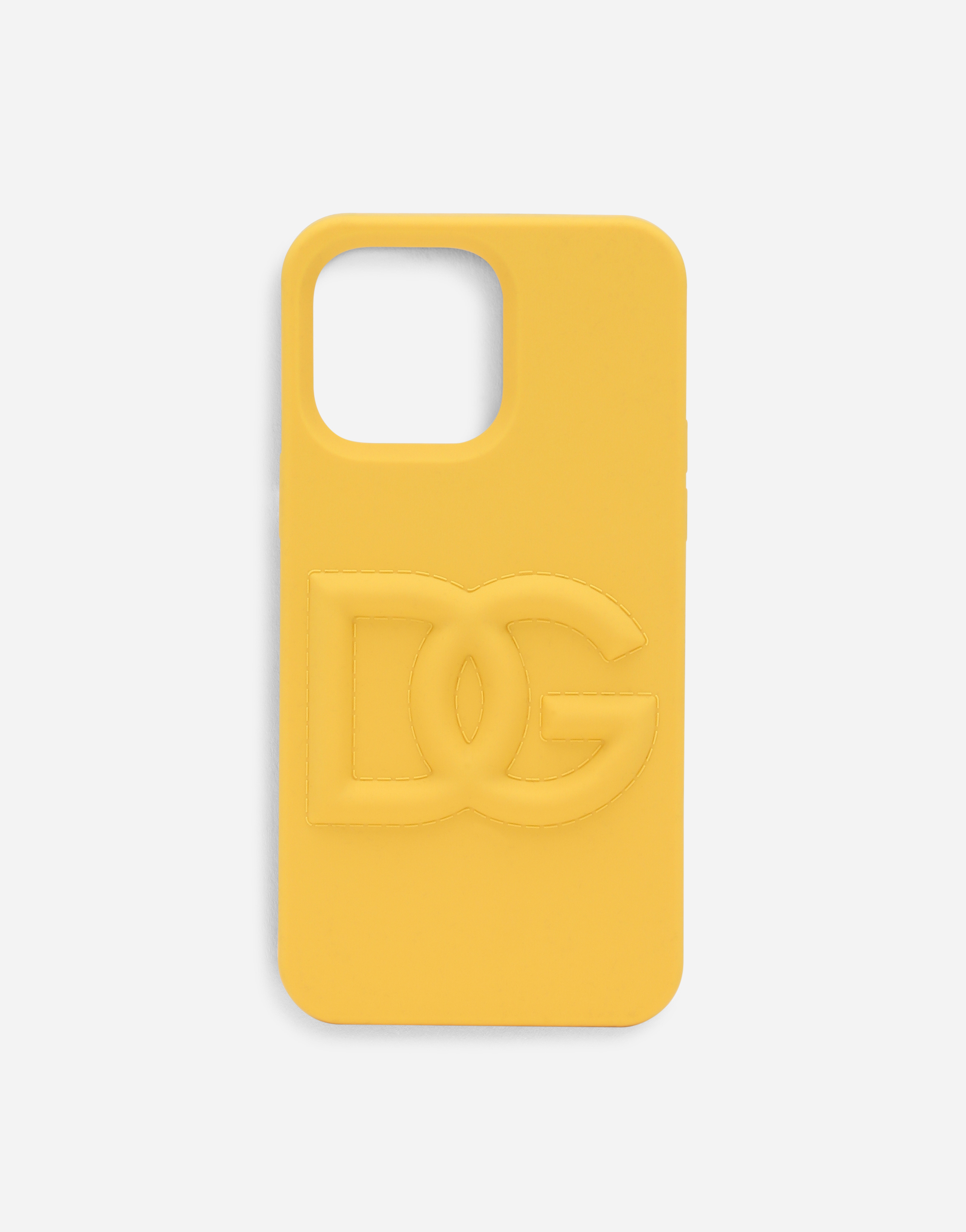 Branded rubber iPhone 14 Pro Max cover in Yellow