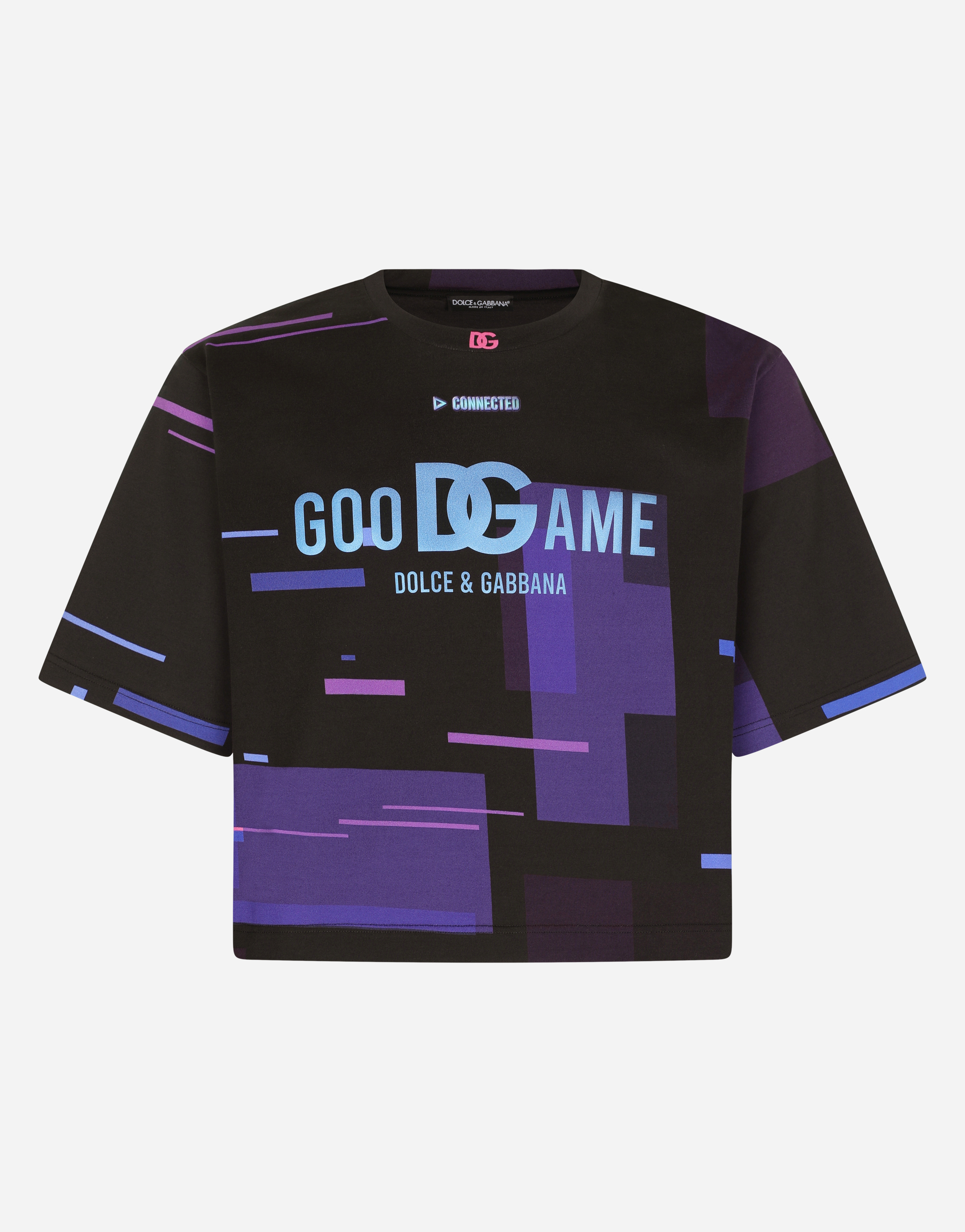Cropped cotton T-shirt with GooDGame print in Multicolor