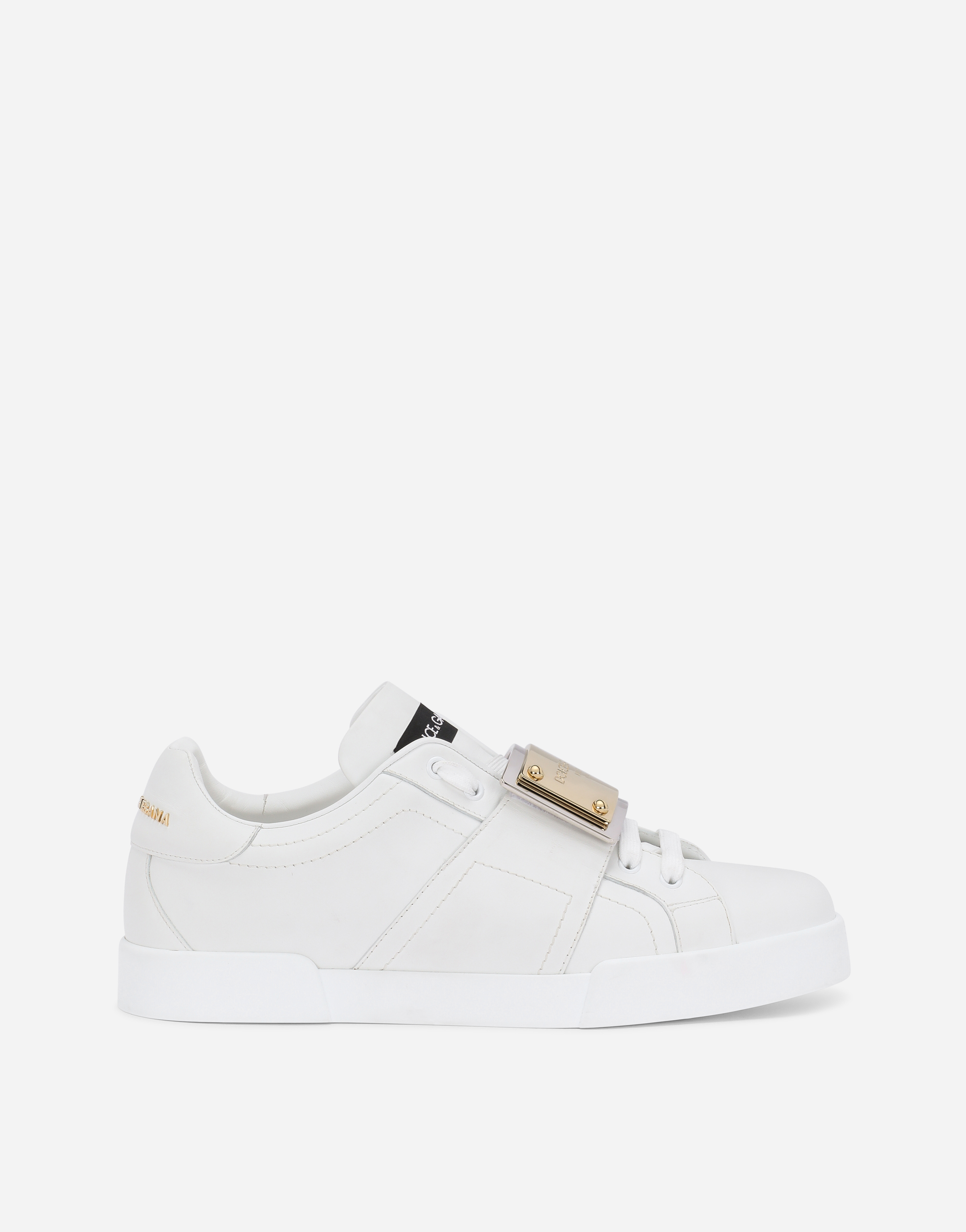 Calfskin Portofino sneakers with branded tag in White