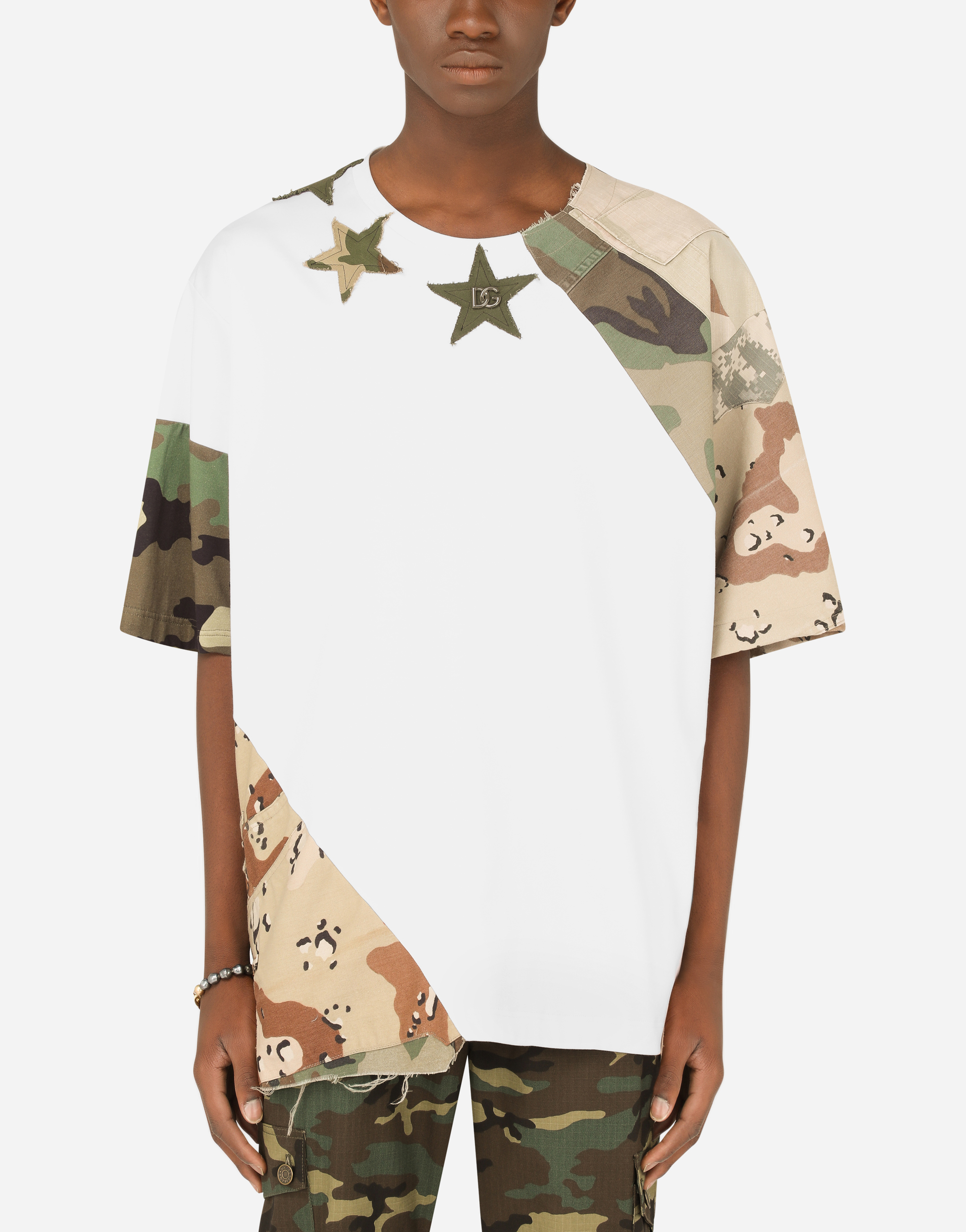 Camouflage patchwork T-shirt with DG logo in Multicolor