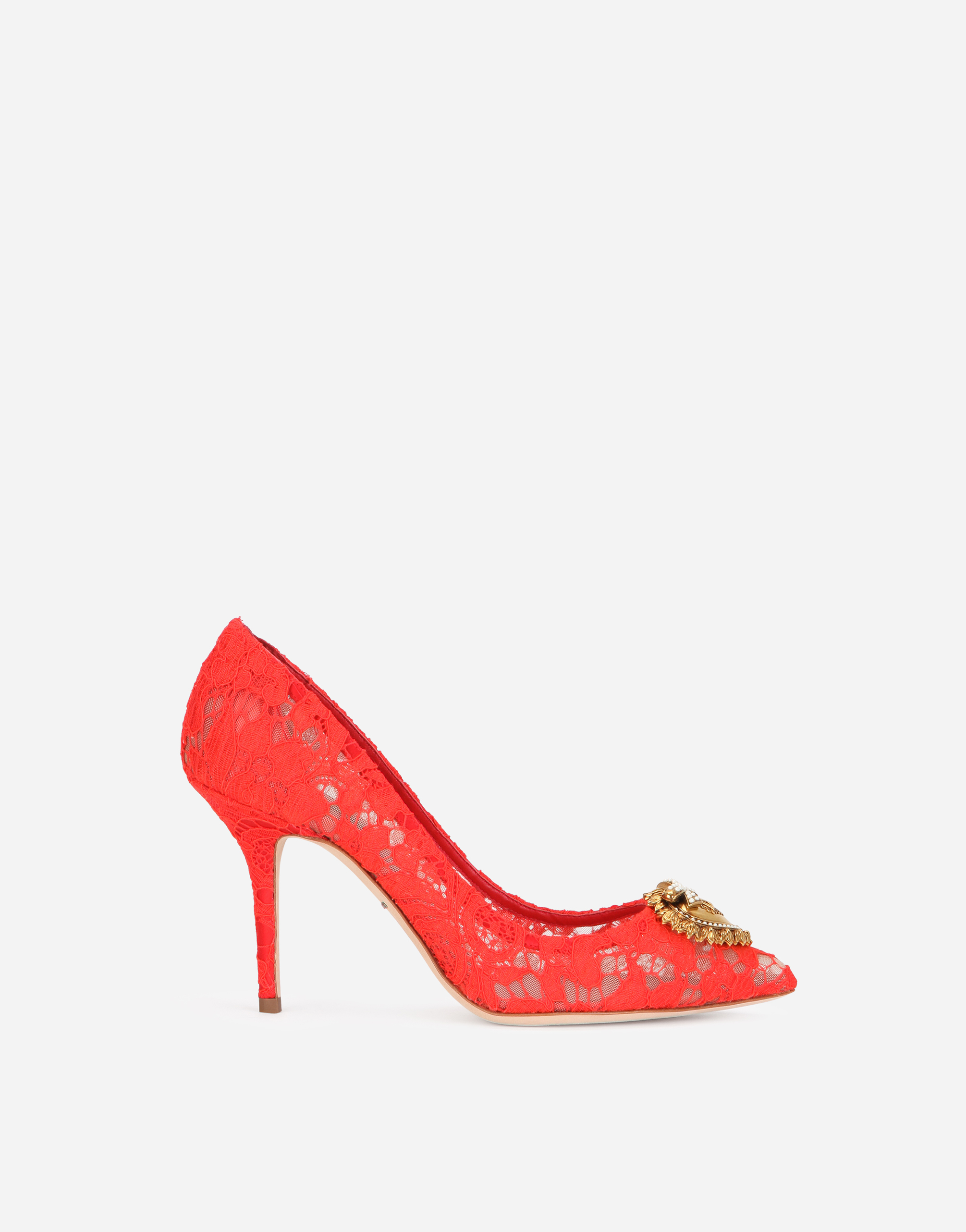 DOLCE & GABBANA TAORMINA LACE PUMPS WITH DEVOTION HEART
