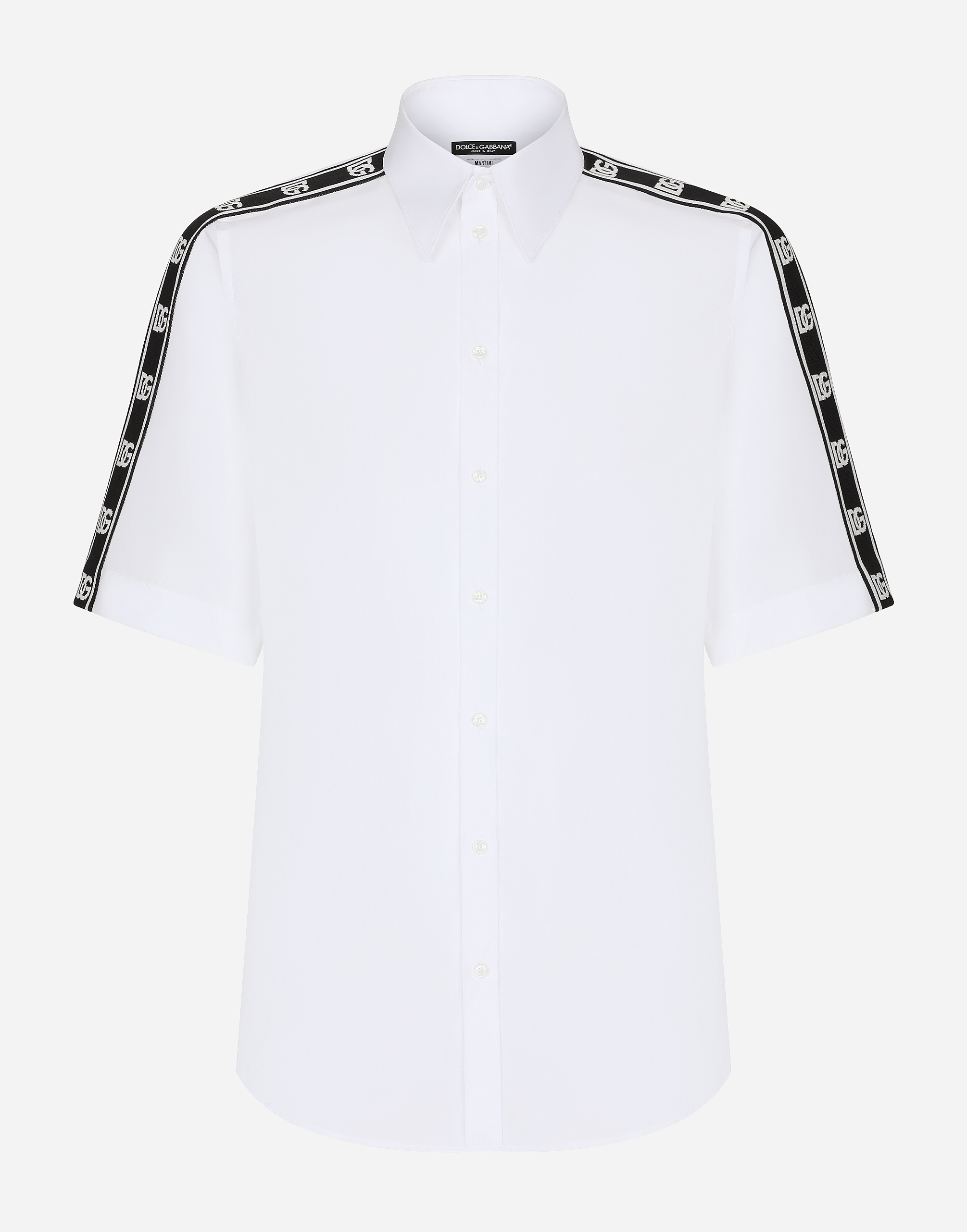 Cotton Martini-fit shirt with branded bands in White