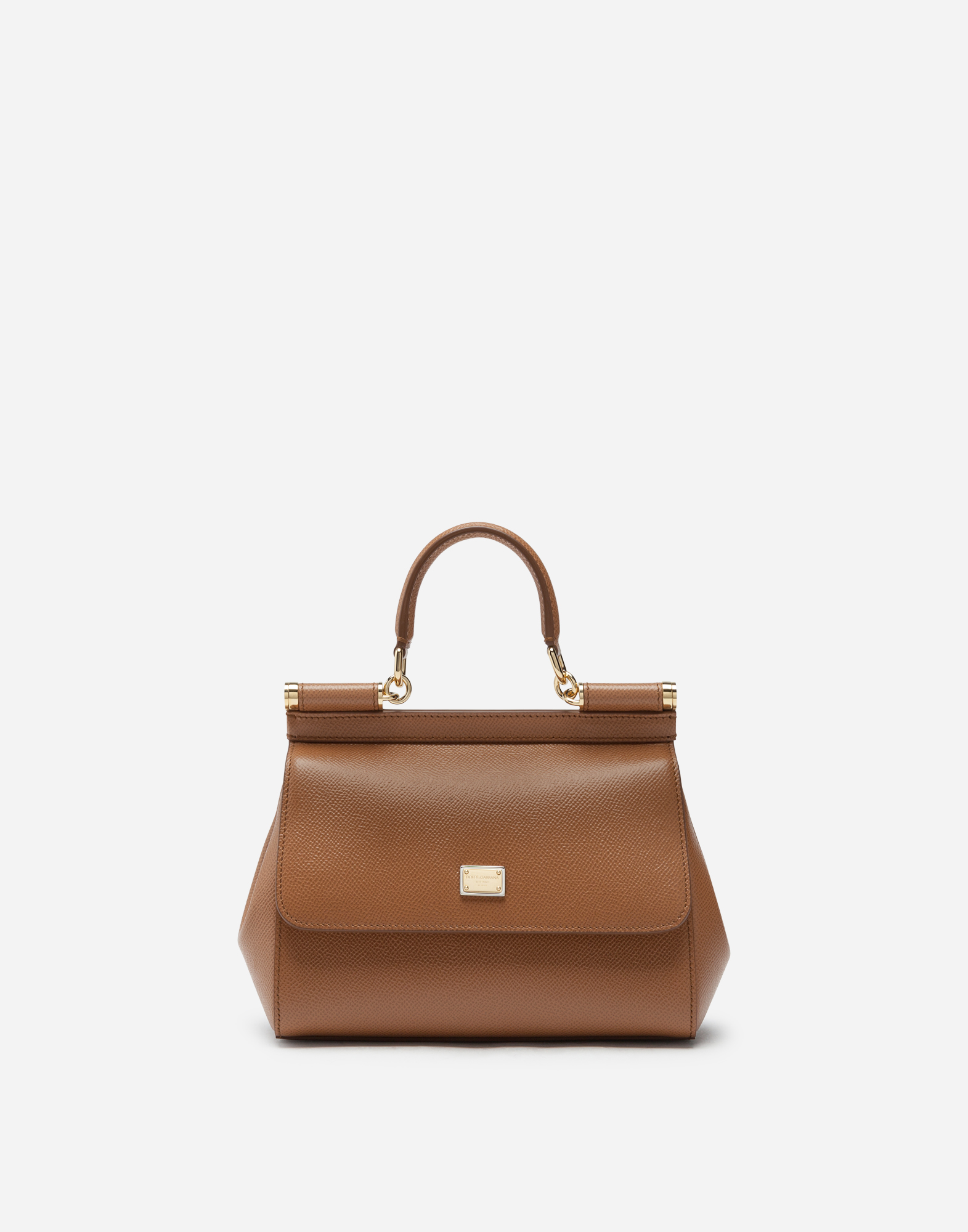 Small Sicily bag in dauphine calfskin in Brown
